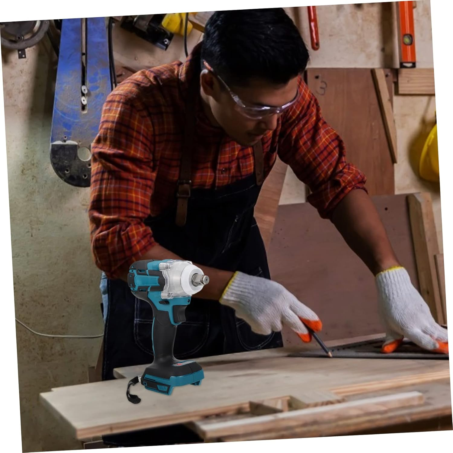 1 Set Cordless Electric Impact Wrench Rechargeable Lithium Battery Power Tool for Efficient Disassembly High Torque Compatible with Makita Battery Not Included image number 3