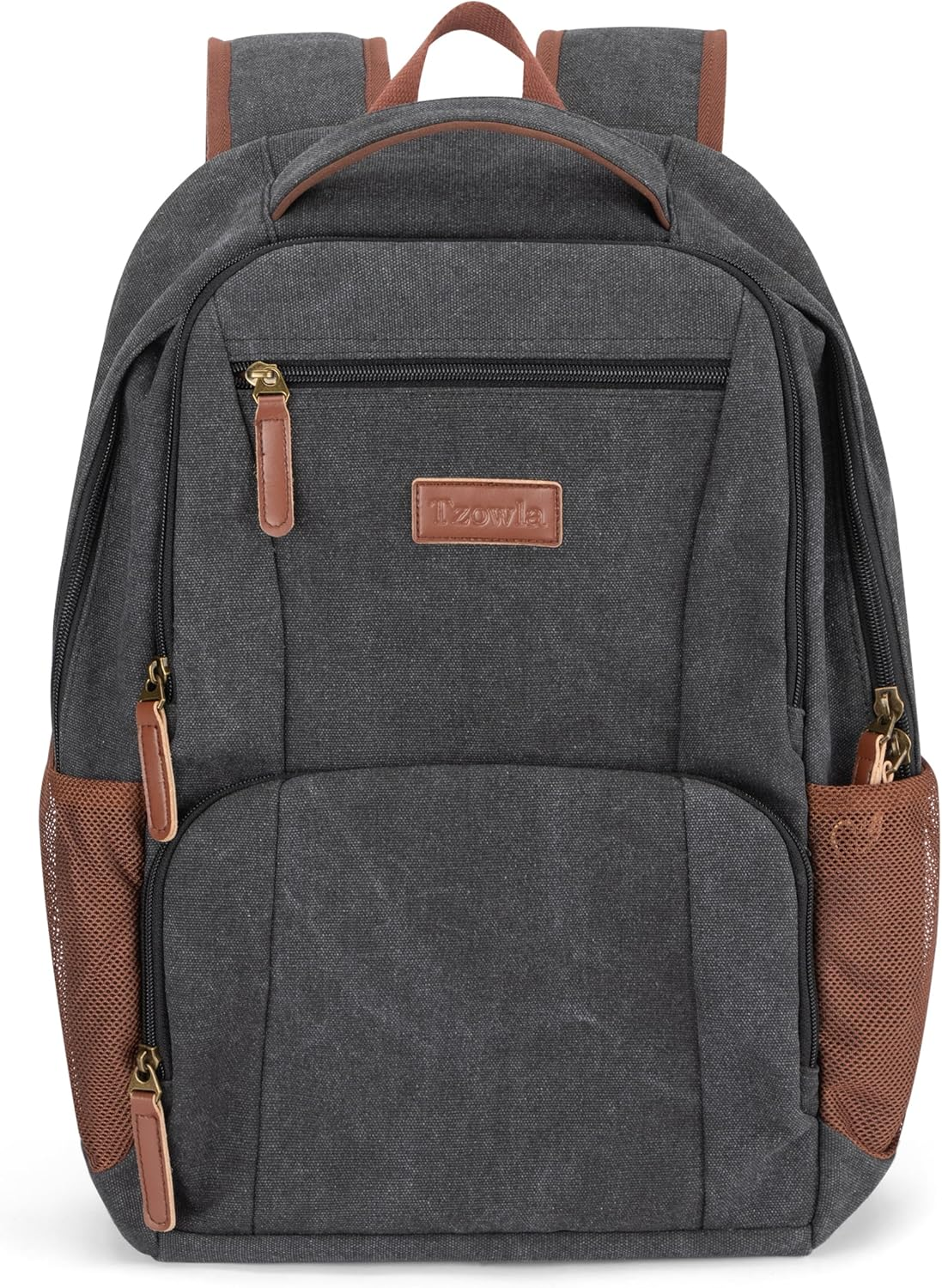 Tzowla Canvas Laptop College Backpack for Men and Women,Travel Work Vintage Rucksack with Usb/Type-C Charging Port,Lightweight Bookbag Hiking Casual Daypack Backpacks Fit 15.6 Inch Notebook