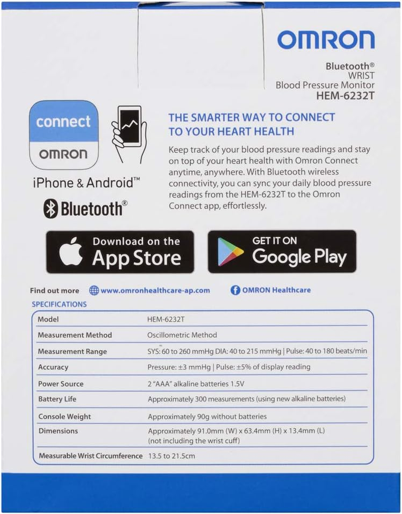 Omron HEM6232T Bluetooth&reg; Wrist Blood Pressure Monitor image number 6