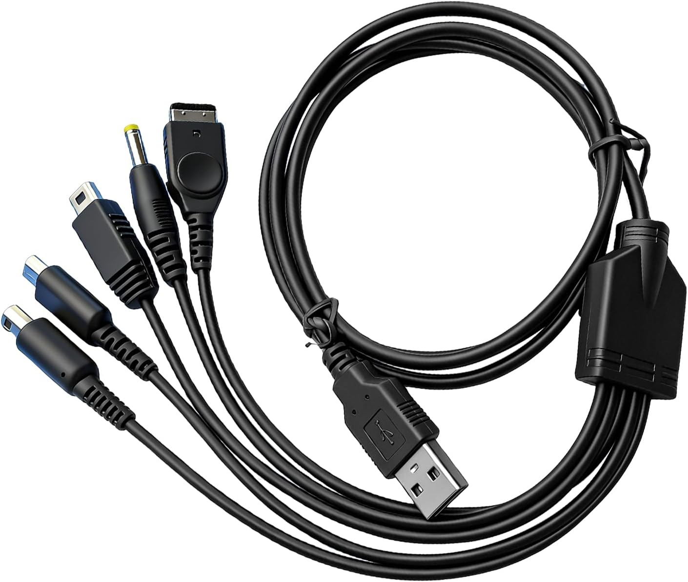 JANGJANG 5 in 1 USB Charger Cable Compatible with Nintendo DS Lite Wii U New 3DS XL/LL 3DS XL/LL 2DS Dsi XL/LL NDS GBA PSP 3000, Multi Function Fast Charging Cord, Universal Gaming Device Charging