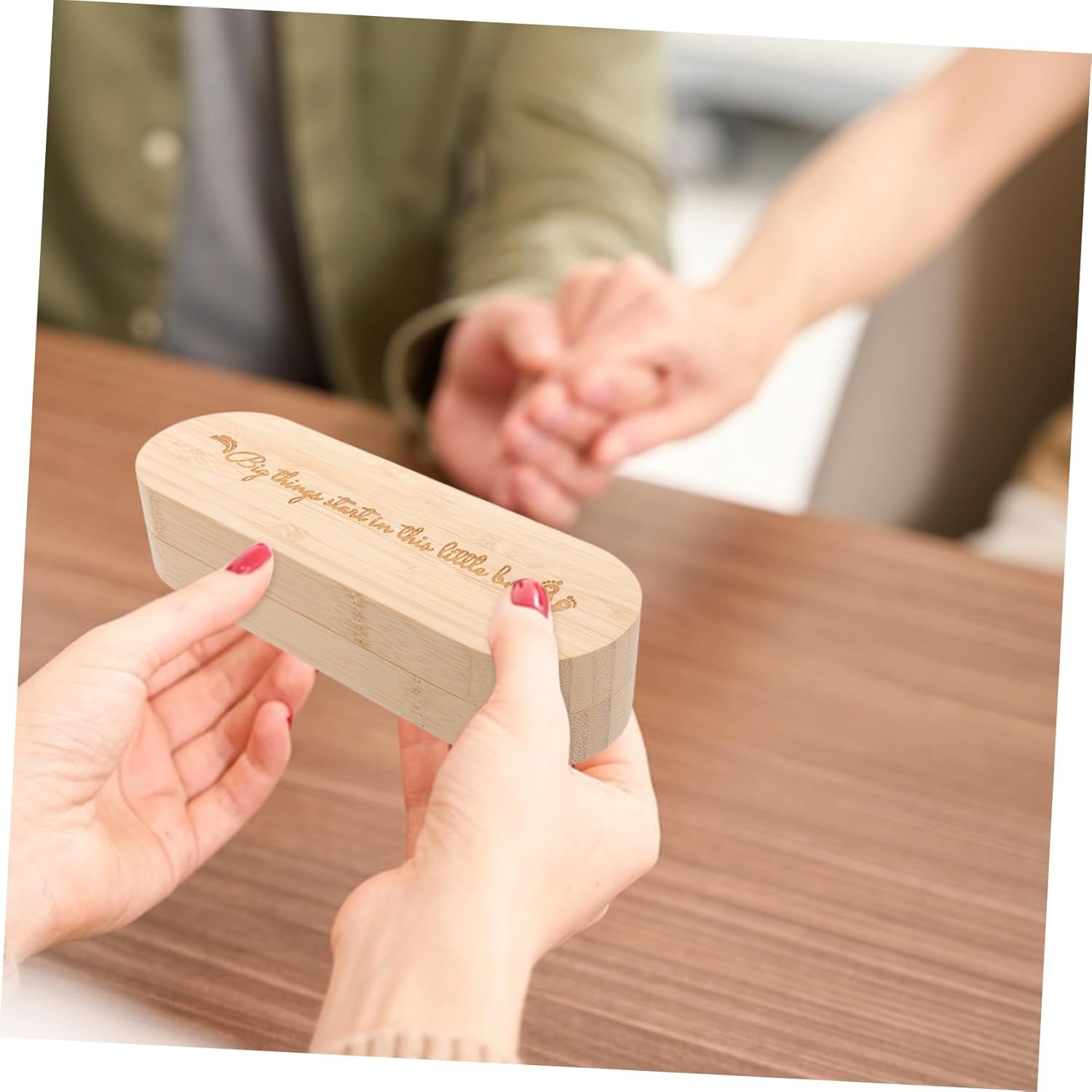 Pregnancy Test Stick Box Pregnancy Test Keepsake Case Pregnancy Announcement for Parents Pregnancy Collection Case Pregnancy Announcement Keepsake Chest Light Brown Wood image number 2