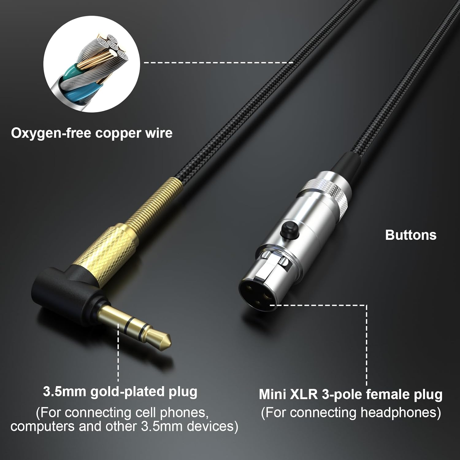 5N OCC Upgrade Cable Audio Cord for AKG Q701 K702 K271 K271S K712 K272 K240 K240S K141 K171 K181 K267 Pioneer HDJ-2000 Headphones image number 6