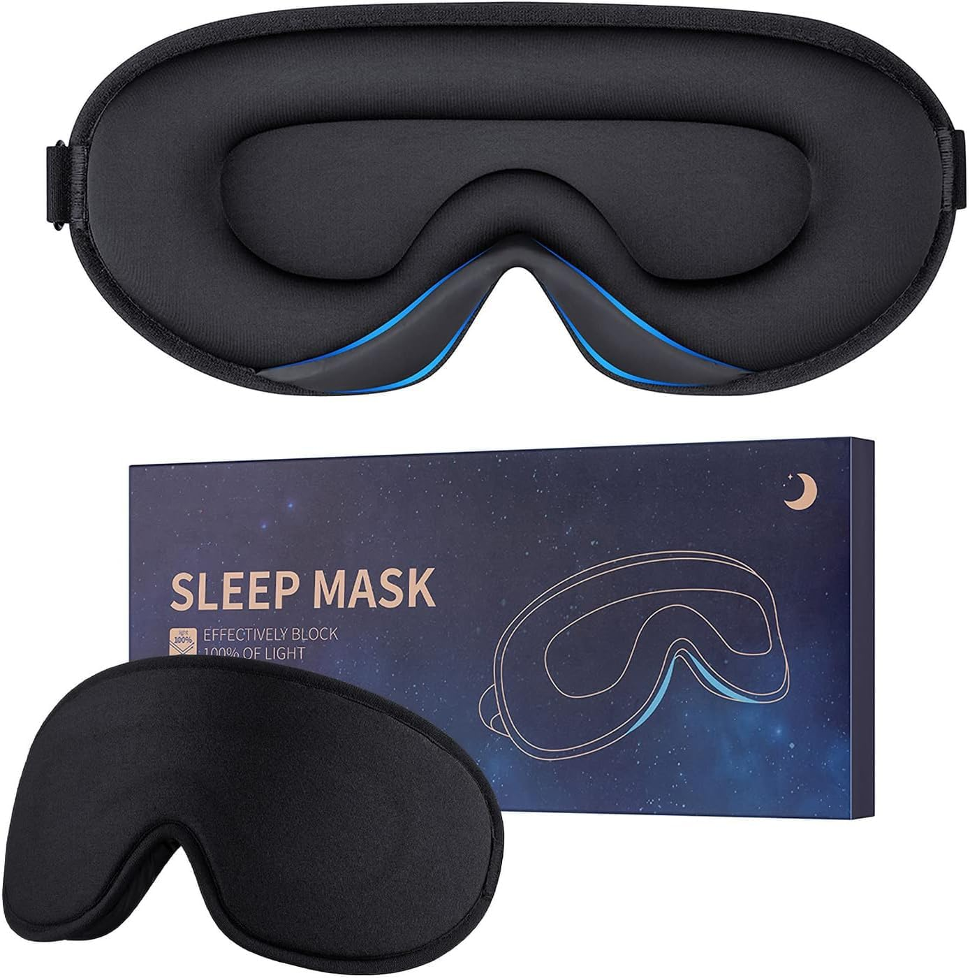 Ondaring Sleep Eye Mask for Men Women Soft Slow Rebound 3D Contoured Cup Night Blindfold with Adjustable Strap, Comfy Sleeping Eye Cover for Nap Travel Yoga image number 1