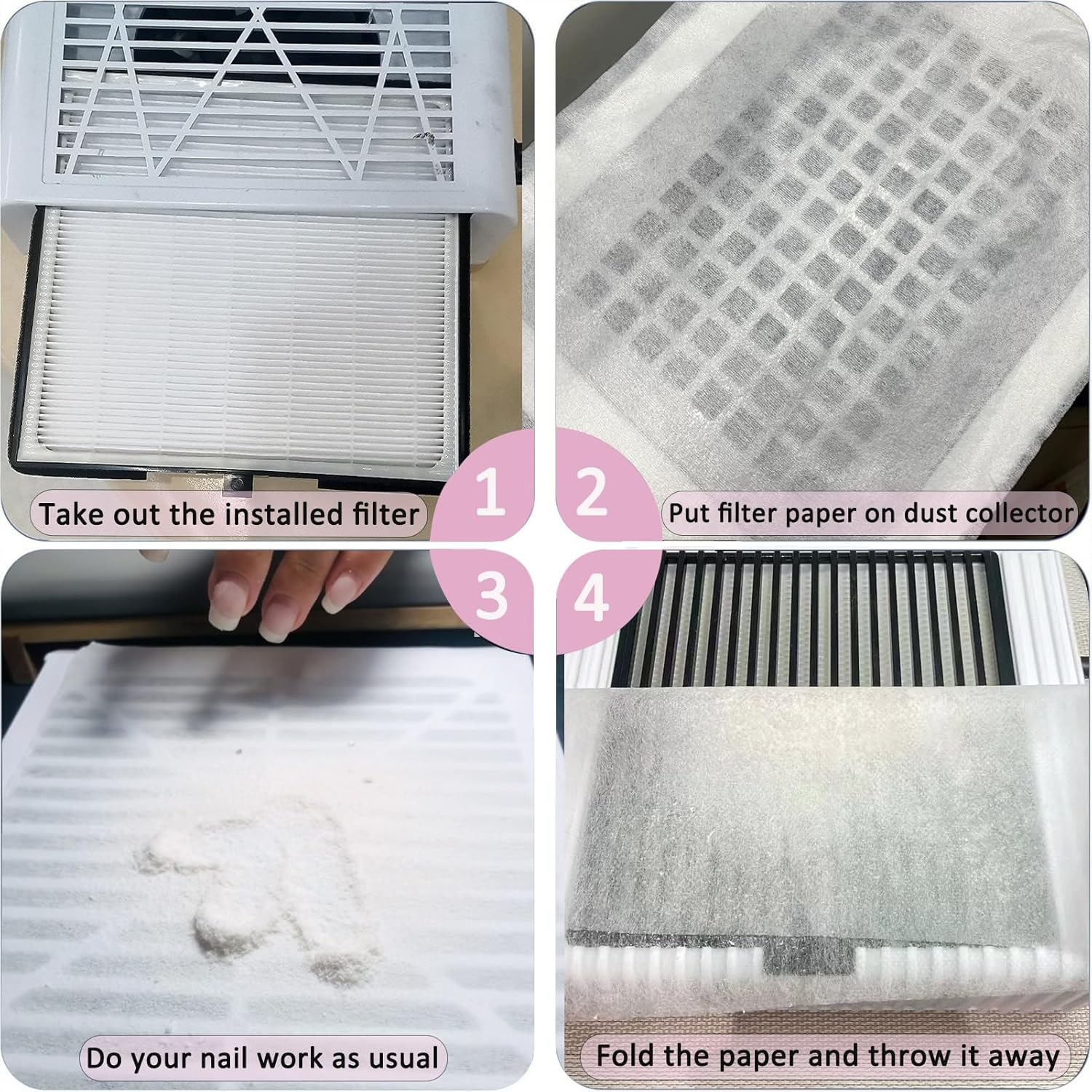 200 Sheets Nail Dust Collector Filter Paper Disposable Nail Dust Filters for Most of Nail Dust Collector Machine Nail Vacuum Dust Collector for Nail Salon Nail Spa Nail Tech Nail Supplies Accessories - Blue image number 2