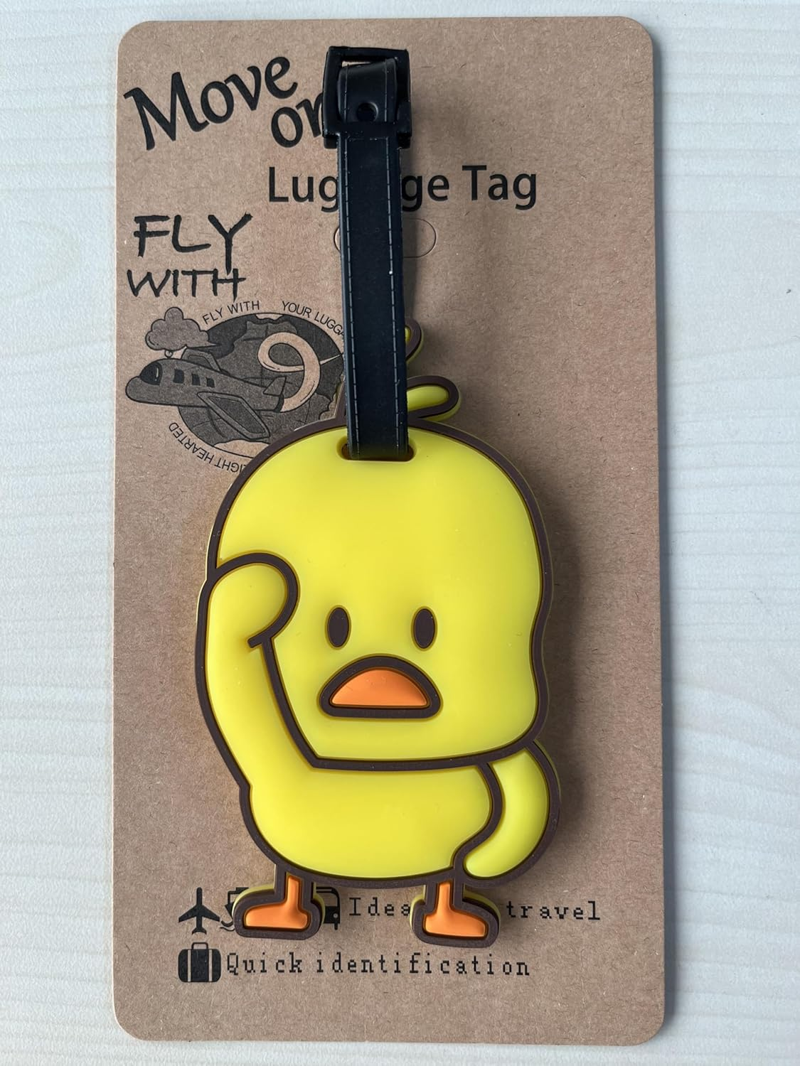 Cute Yellow Duck Luggage Tag, Travel Bag Identifier, Durable Tag, 1 Pack image number 1
