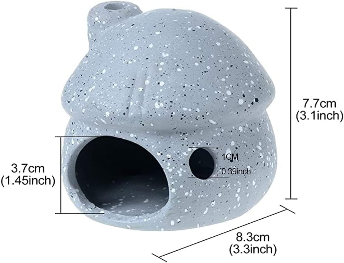 Aquarium Hideaway Decoration Mushroom Shelter, Realistic Betta Hideout Cave for Aquatic Pets to Breed, Play and Rest, Safe and Non-Toxic Ceramic Fish Tank Ornaments, Decor Stone for Betta (Gray) image number 2