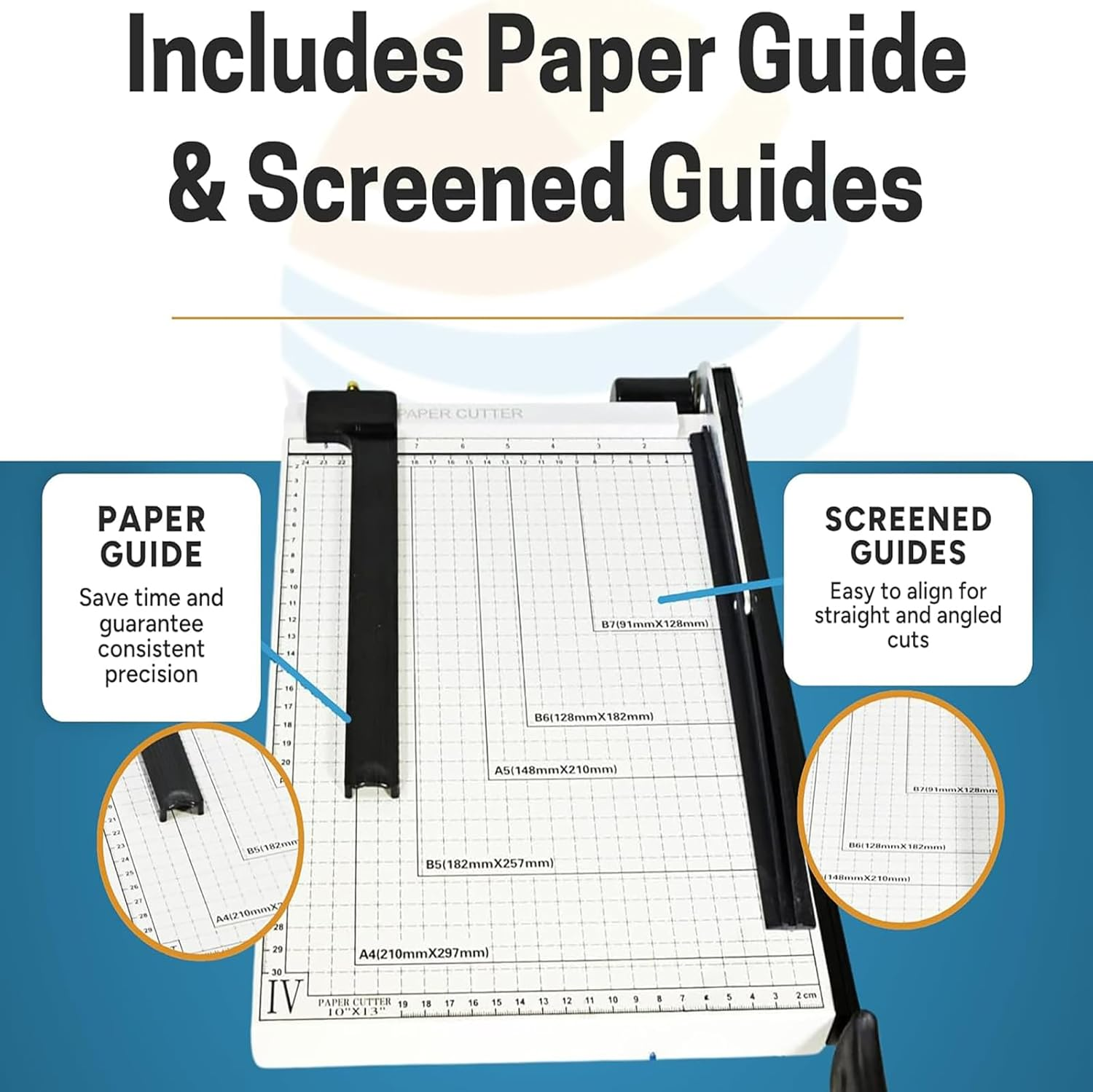 Guillotine Paper Cutter，12" Heavy Duty Paper Cutter with Scoring Board - Paper Slicer with Adjustable Positioning Ruler - Perfect Paper Trimmer and Cardstock Cutter for Office image number 4