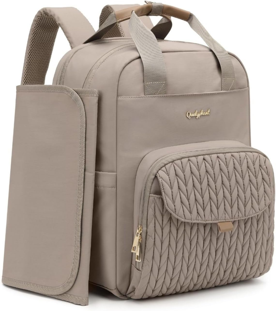 Extra Large Diaper Bag Backpack for Two Kids, Expandable 35L Baby Bags for Mom Girl Boy Dad Toddler - Large, Khaki