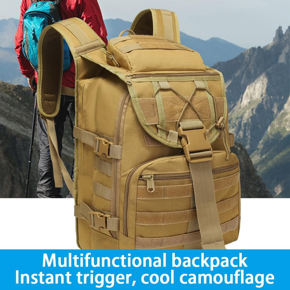 RUTREZOGO Military Tactical Backpack for Men, Large 3-Day Assault Pack Bug Out Bag, Water-Resistant Heavy-Duty Army Survival Hiking Trekking Rucksack with Laptop Compartment image number 3