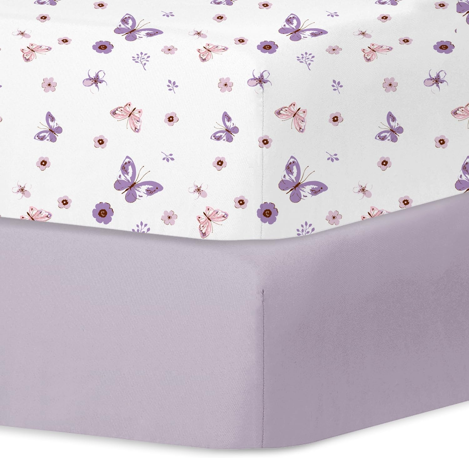 Little Grape Land Cot Sheets for Boys Girls, Baby Cot Sheets Fitted 2 Pack for Standard Cot and Toddler Bed Mattress,132X71 Cm Soft Microfiber Cot Mattress Cover with Cute Patterns(Navy Truck)