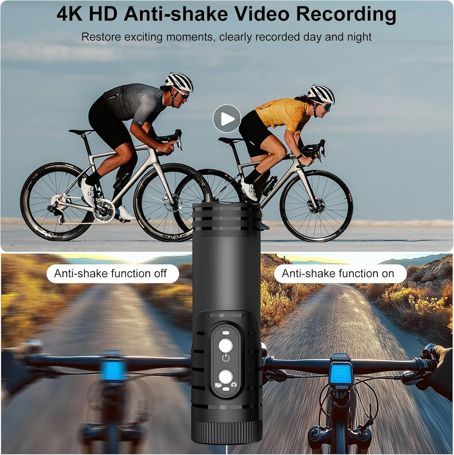 Motorcycle Dash Cam Wifi,Motorcycle Action Camera Waterproof Ip66 with Anti-Shake,120&deg;Wide-Angle Lens,1600 Mah Battery,Charge and Record Simultaneously,Bracket,Helmet Mount for Climbing,Skiing,Hiking image number 6