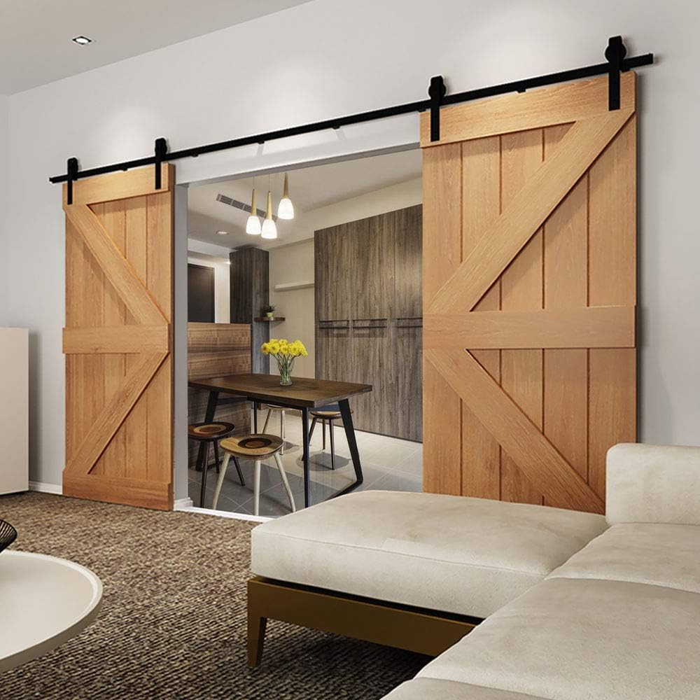Levede Sliding Barn Double Door Kit 2.44M Model a - Antique, Hardware, Track Set, Interior, Sliding, Heavy Duty Steel Roller Rail System, Smooth Quiet Glide, Easy Installation for Closet Kitchen image number 4