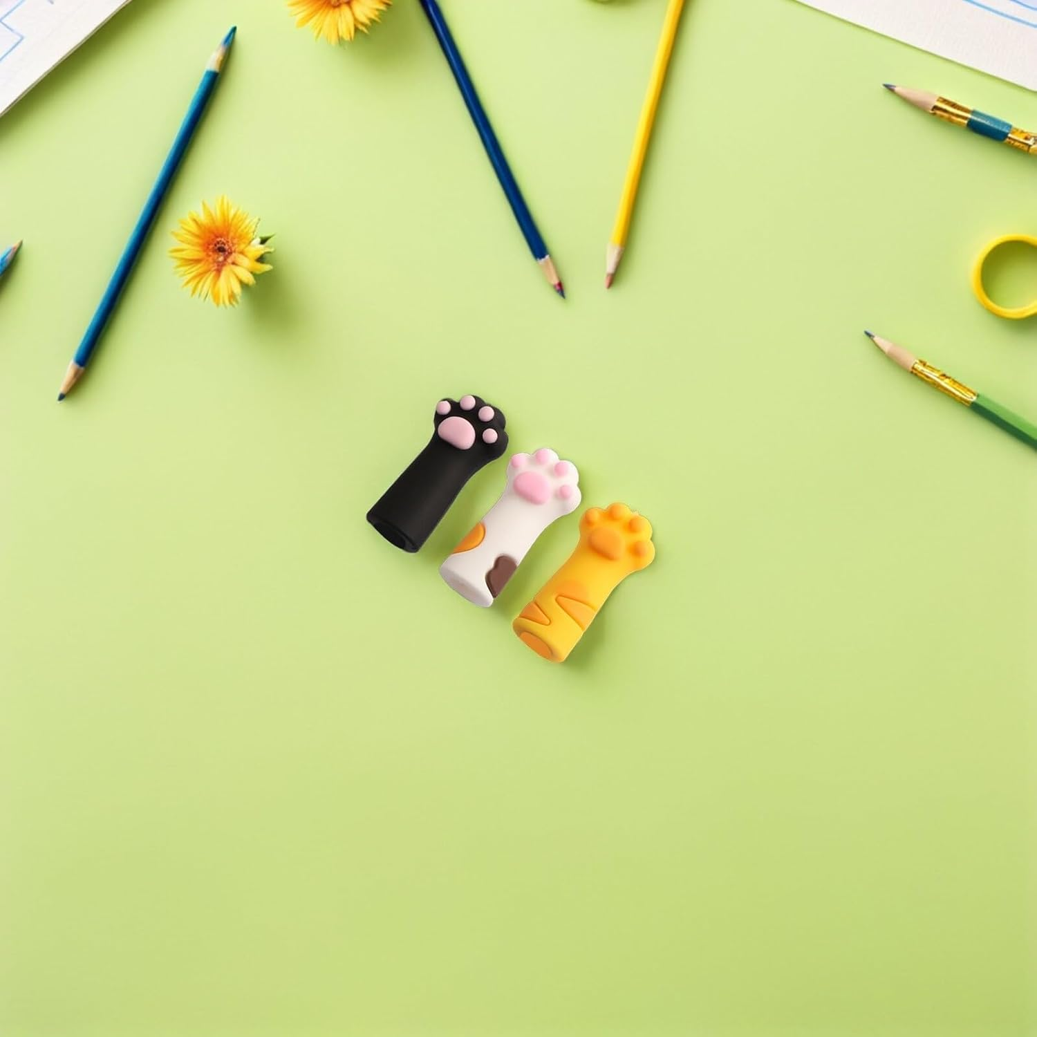 Ipetboom 3Pcs Cat Paw Silicone Nipper Cover for Nail Cuticle Scissors Cuticle Cutter Tweezers Cap image number 1