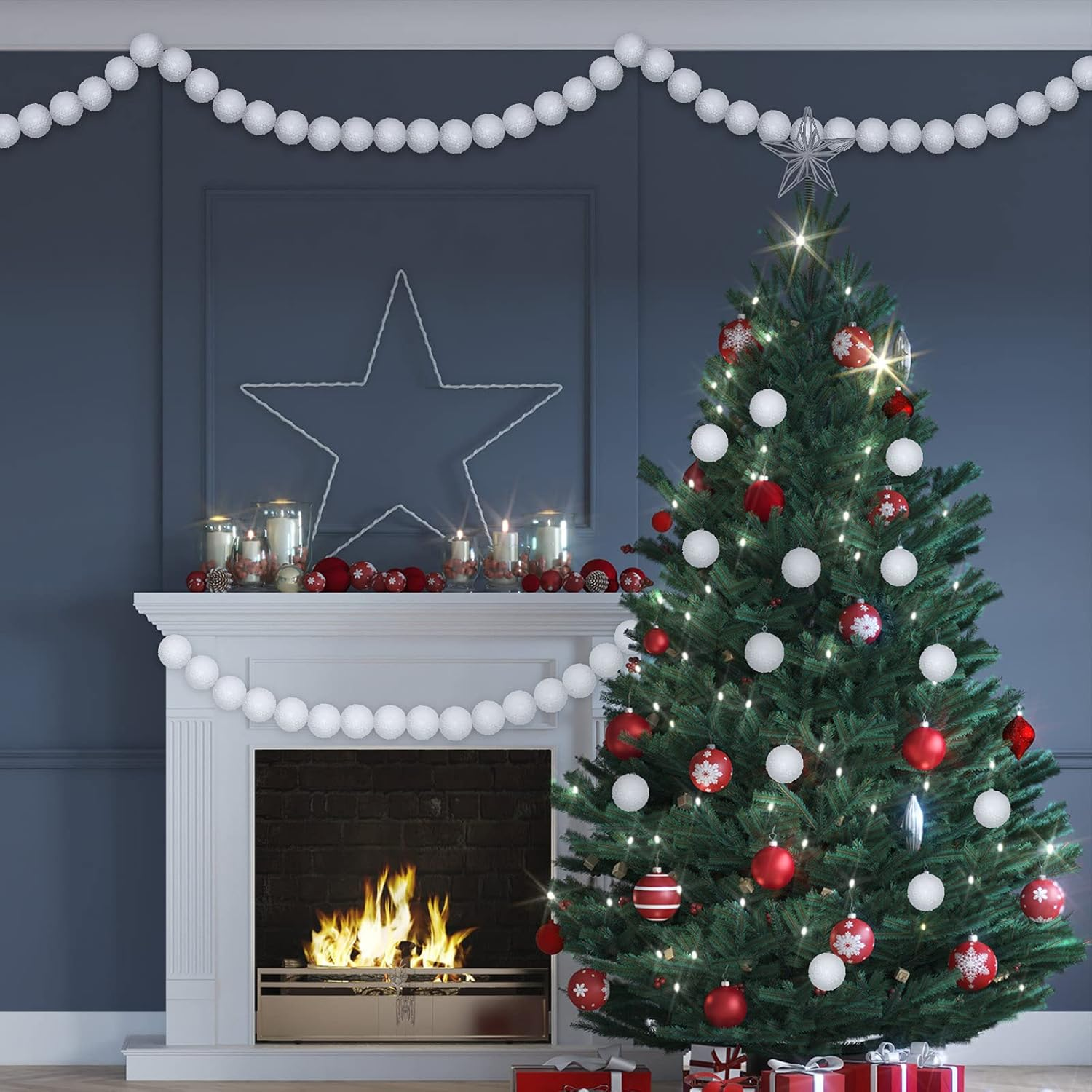 Syhood 20 Pcs Christmas Yarn Pom Poms Balls for DIY Handmade Crafts Fuzzy Pompoms for Christmas DIY Hats Thanksgiving Party Holiday Hanging Home Decorations(1.5 Inch,White) image number 1