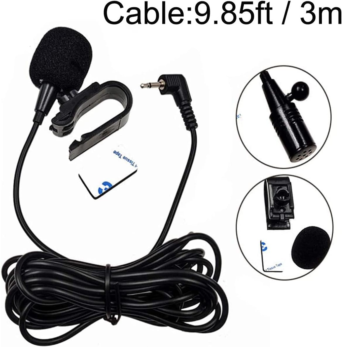MICMXMO 3.5Mm Car Microphone, Mic for Car Vehicle Head Unit GPS DVD Bluetooth Enabled Stereo Audio Radio Assembly Mic with 3M Cable, Plug and Play