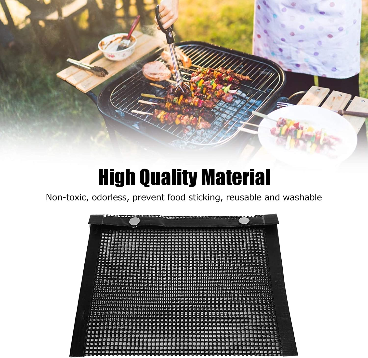 Alvinlite Barbecue Net Bag, Non-Stick BBQ Grill Mesh Bag, Outdoor BBQ Baking Bag High Temperature Resistant PTFE Bag for Outdoor Picnic Cooking image number 6