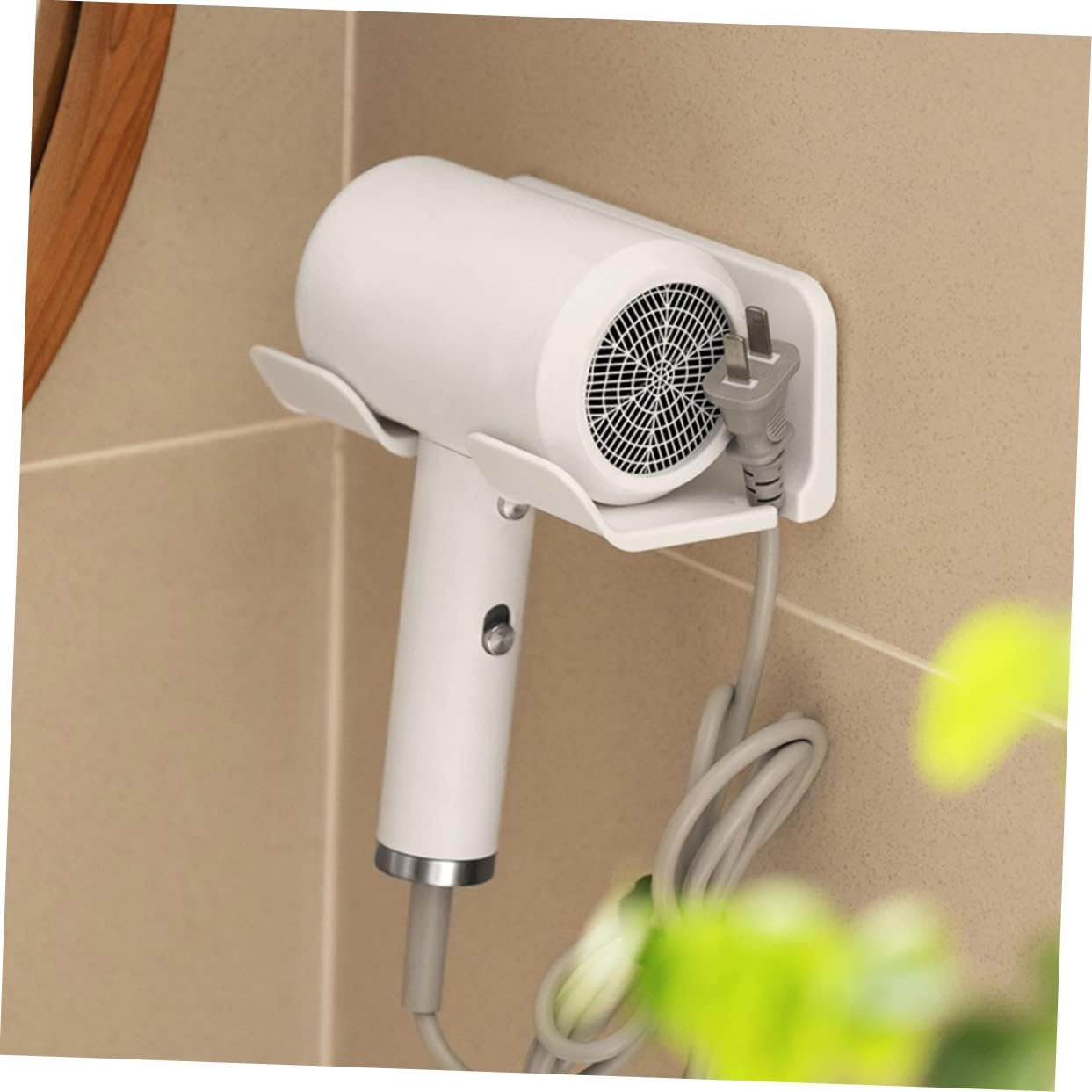 ELAYARD Wall-Mounted Hair Dryer Stand Punch-Free Hair Dryer Rack for Home and Salon No Drilling Required Space-Saving Holder image number 3