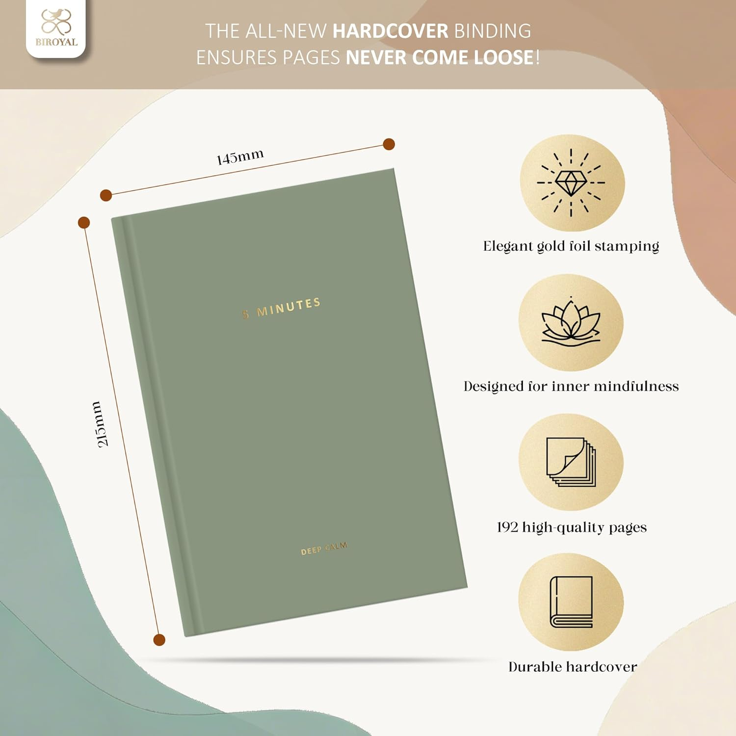 Gratitude Journal for Women - 20 Weeks Undated Five Minutes Daily Journal to Inspire a Happier for More Self Care - 5 Minute Grateful Diary for More Motivation, Mental Health & Reflection - Deep Calm Green image number 3