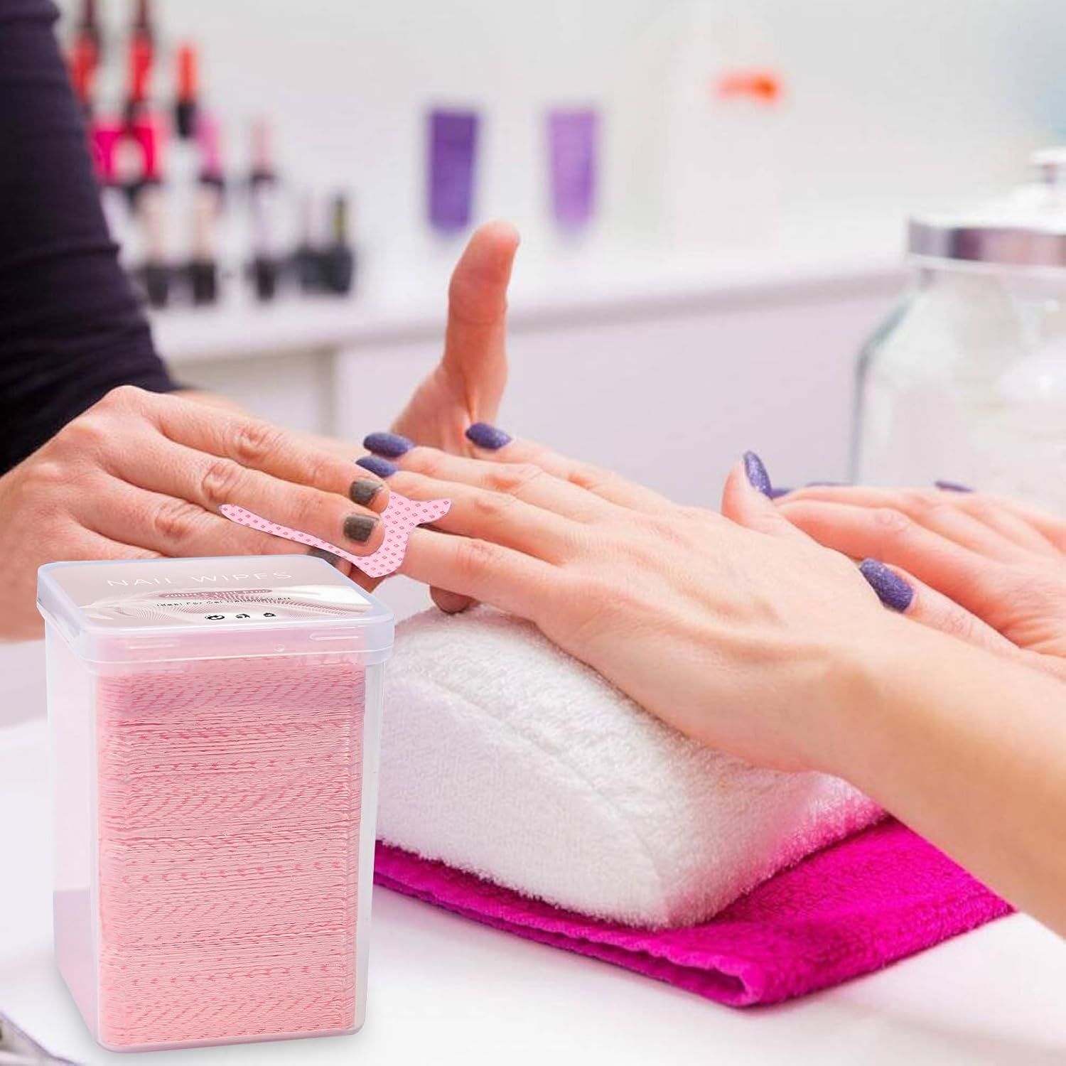 Vgvgaj 200 Pieces Lint Nail Wipes Eyelash Extension Glue Wipes Non Woven Fabric Nail Cleaning Pads Soft and Gentle Lint Pad for Gel Nails for Women image number 5