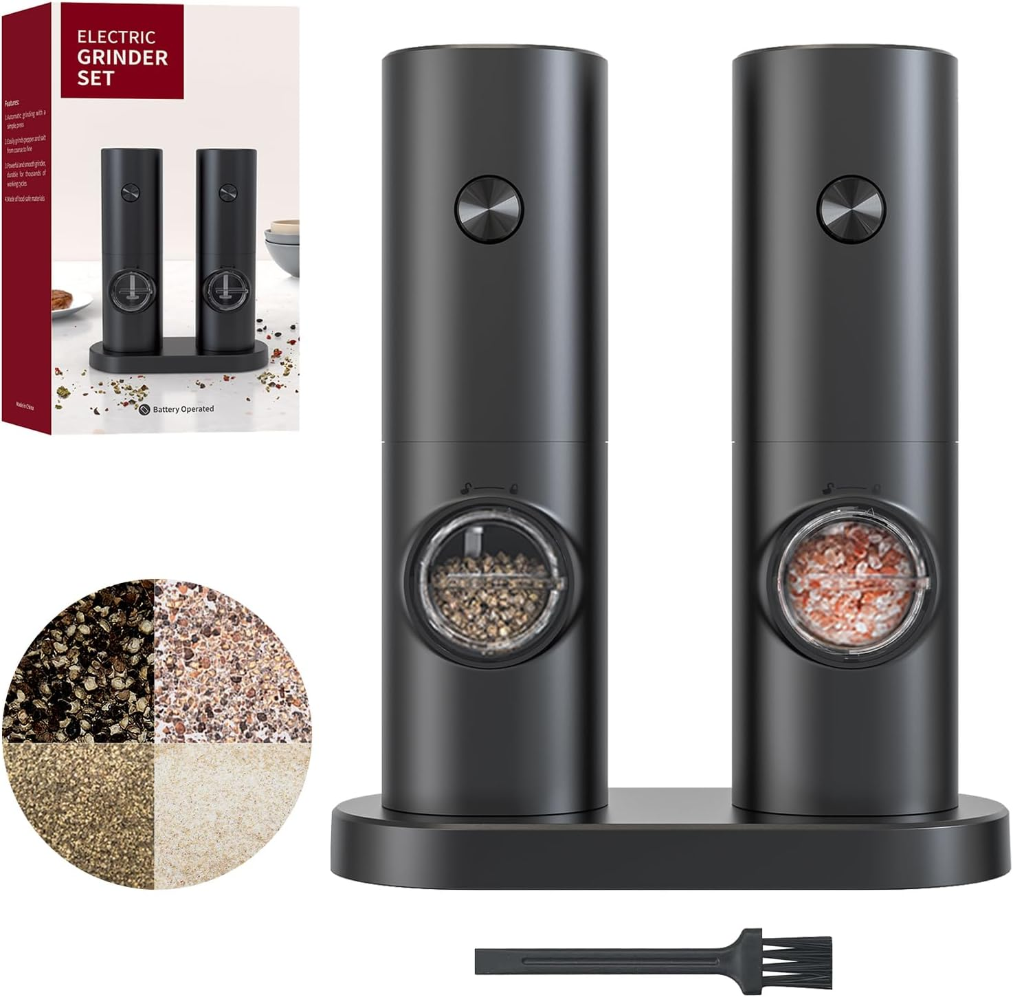 Zarek Set Two of Electric Salt and Pepper Grinder with Adjustable Coarseness and White LED Light for BBQ Restanrant Home Kitchen image number 2