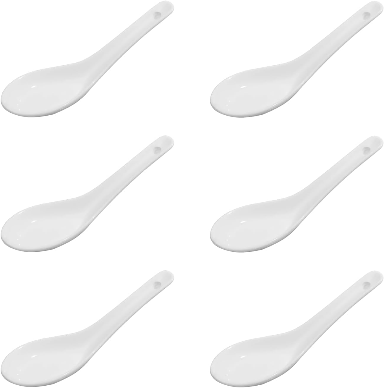 Set of 6 Asian Ceramic Soup Spoons, 4.92" Ramen Spoons, Ideal for Pho, Miso, Wonton, Dumpling, Macaroni, Dishwasher & Oven Safe, Apply to Perfectly Complements Corelle Soup Bowls image number 4