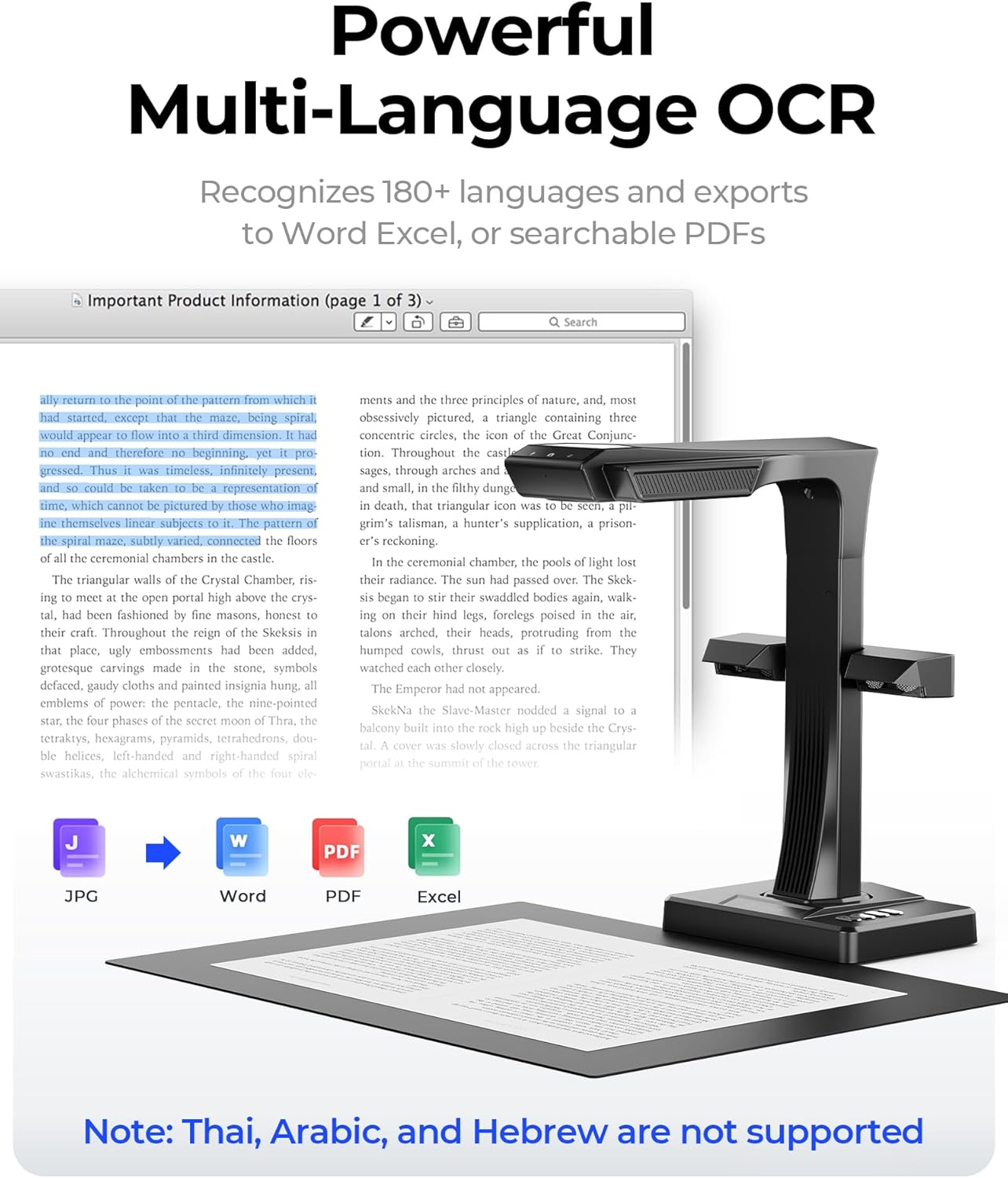 CZUR ET MAX Professional Book Scanner, 38MP 410DPI Document Camera, Laser Curve-Flatten, USB High Speed Document Scanner, 180+ Languages OCR, Capture A3, Support HDMI, for Windows/Macos/Linux image number 1