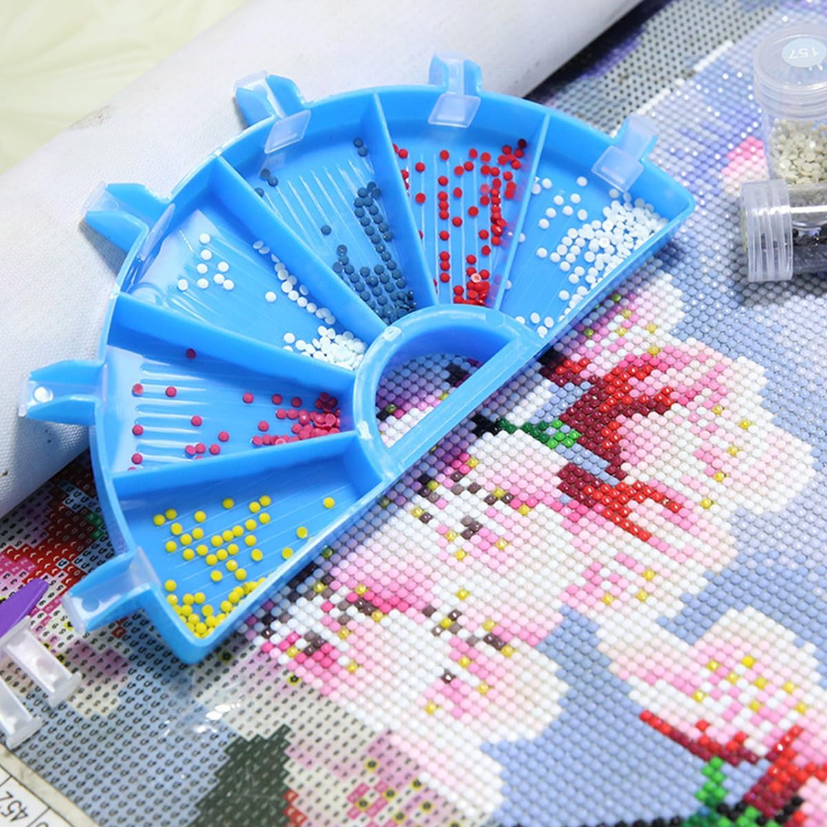 NUZAMAS Diamond Painting Trays Organizer Diamond Painting Tools Diamond Art Accessories with Trays and Pens Rhinestone Tray Sorter for DIY Art Craft Supplies (Blue) image number 6