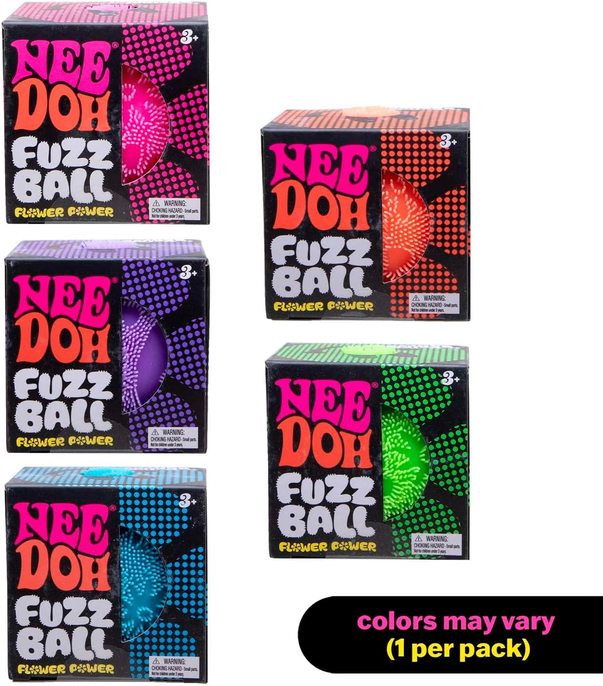 Needoh Fuzz Ball Flower Power - Ultra-Soft Squishy Stress Ball with Velvet Texture & Groovy Flower Design, Assorted Colours, Fun Sensory Fidget Toy for Kids & Adults image number 3