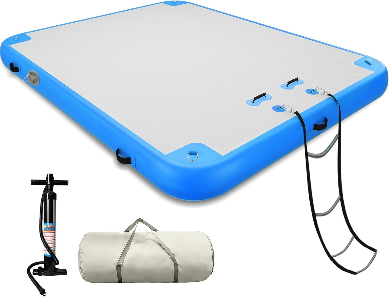 6Ft/8Ft/10Ft/12Ft Floating Dock Water Platform, Multi-People Inflatable Floating Mat, Dock Platform for Lake/Boats/Island/Swimming Pool