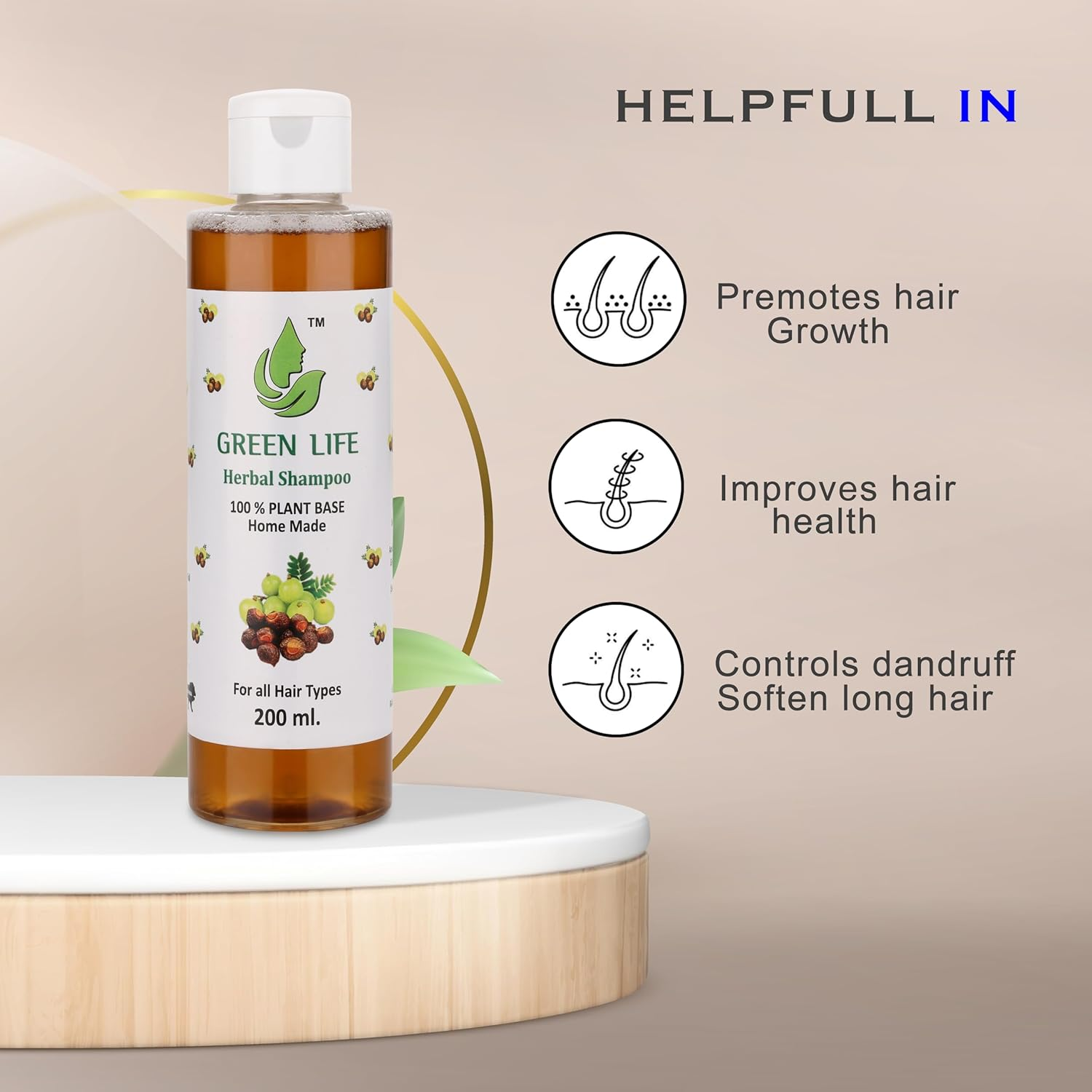 GREEN LIFE PRODUCTS Plant Base Home Made Oil for All Hair Types Hair Growth Hair Fall Control anti Dandruff (Aritha Shampoo) image number 4