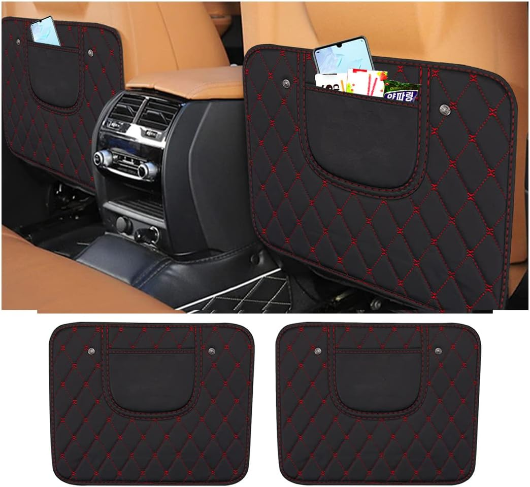Zipelo 2Pcs Car Kick Mats, PVC Backseat Protector Cover Pad with Storage Bag, Seat Pad Cover for Kids Feet, Waterproof Guard Prevent Dirt and Trampling, Auto Interior Accessories (Black)