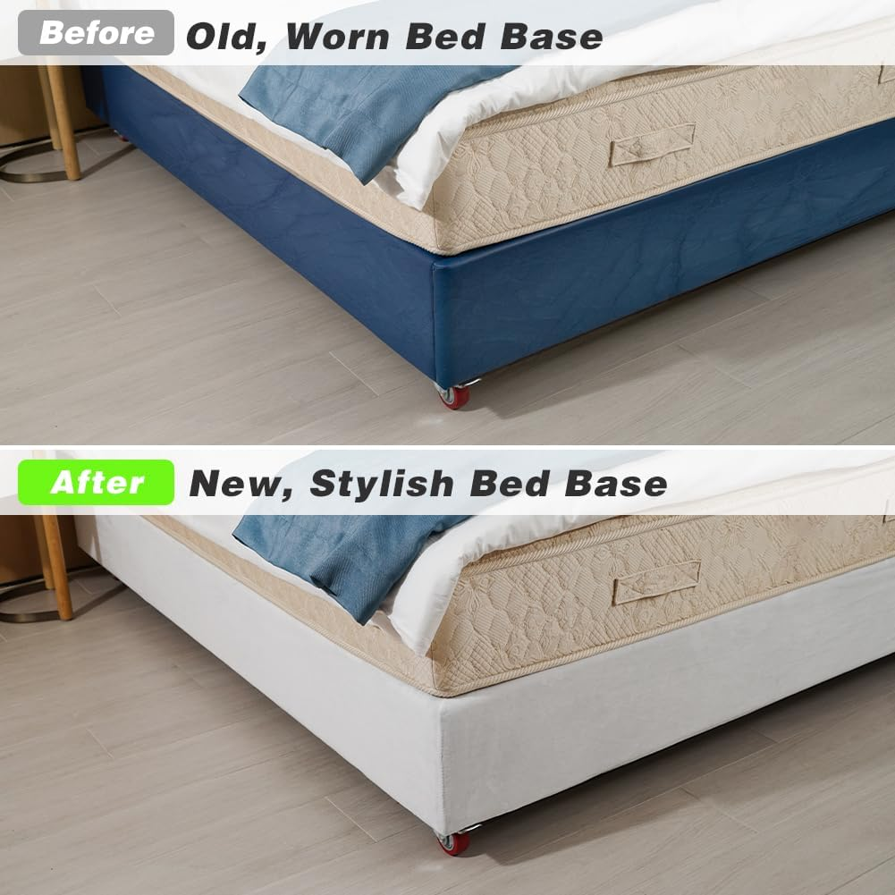 DUJUIKE Velvet Bed Frame Cover, Alternative to Traditional Valance, Fully Elastic, Easy to Install (Queen Bed :59-63", White) image number 6