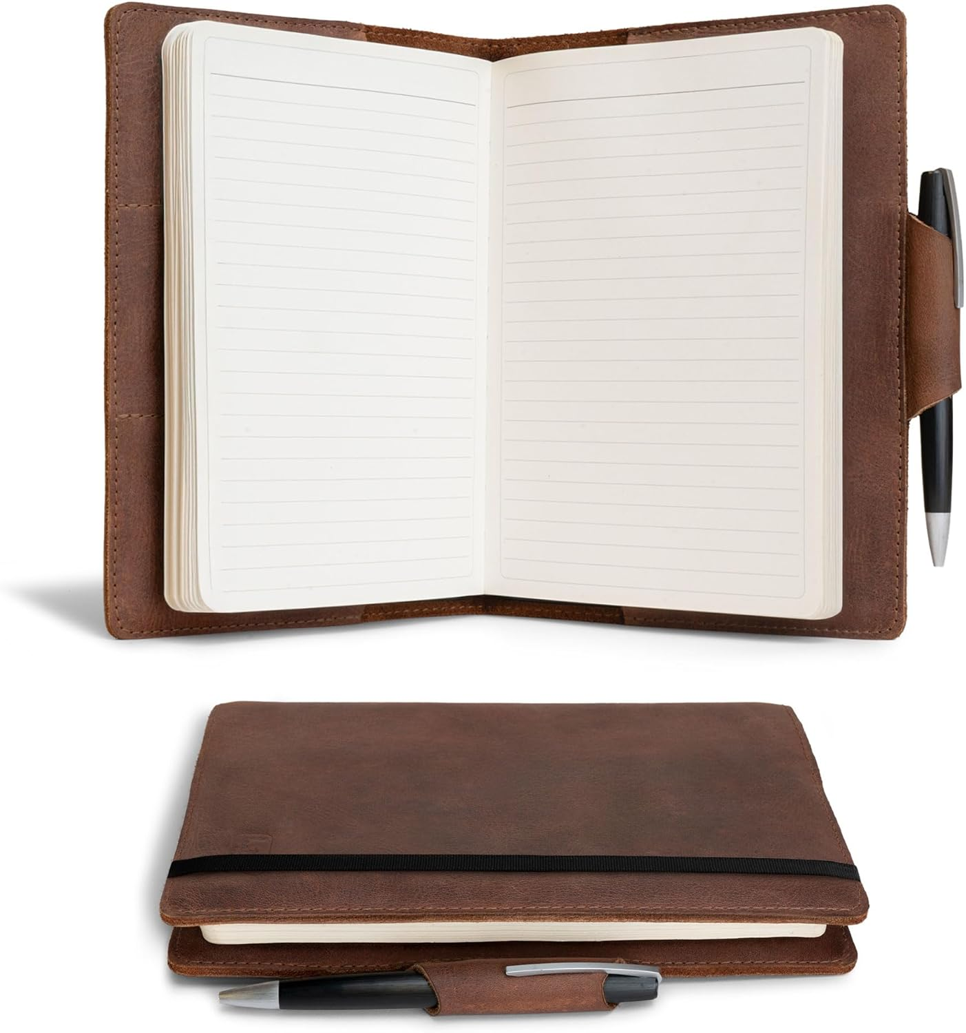 Leather Worx, Leuchtturm A5 Notebook Cover with Card Slots Handmade from Full Grain Leather (Notebook Not Included) - Sturdy, Perfect for Storing Journal - Classy, Minimalist Style - Bourbon Brown image number 4