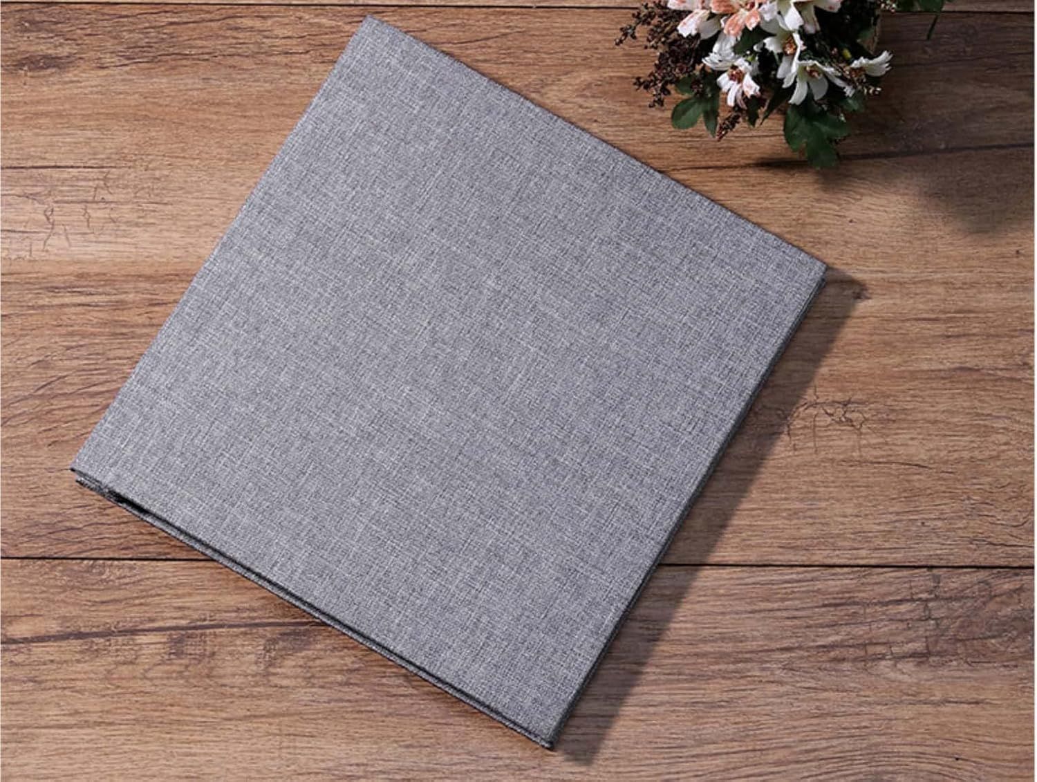 Cotton Linen Self Adhesive Scrapbook DIY Photo Album 20 Sheets - Gray image number 1