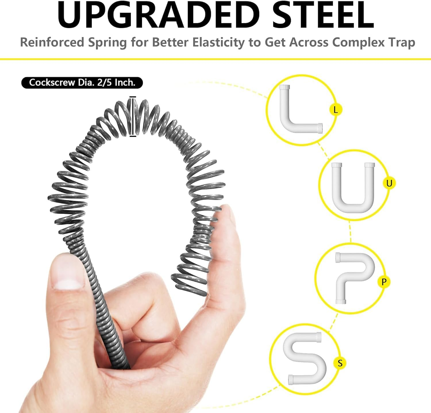 Drain Snake Auger 16.4Feet, Plumbing Snake Drain Hair Clog Removal Tool,Sink Unclogger Drain Cleaner Tool Heavy Duty Toilet Snake Auger, for Bathroom Kitchen Tub Shower Drain Clog Remover with Gloves image number 3