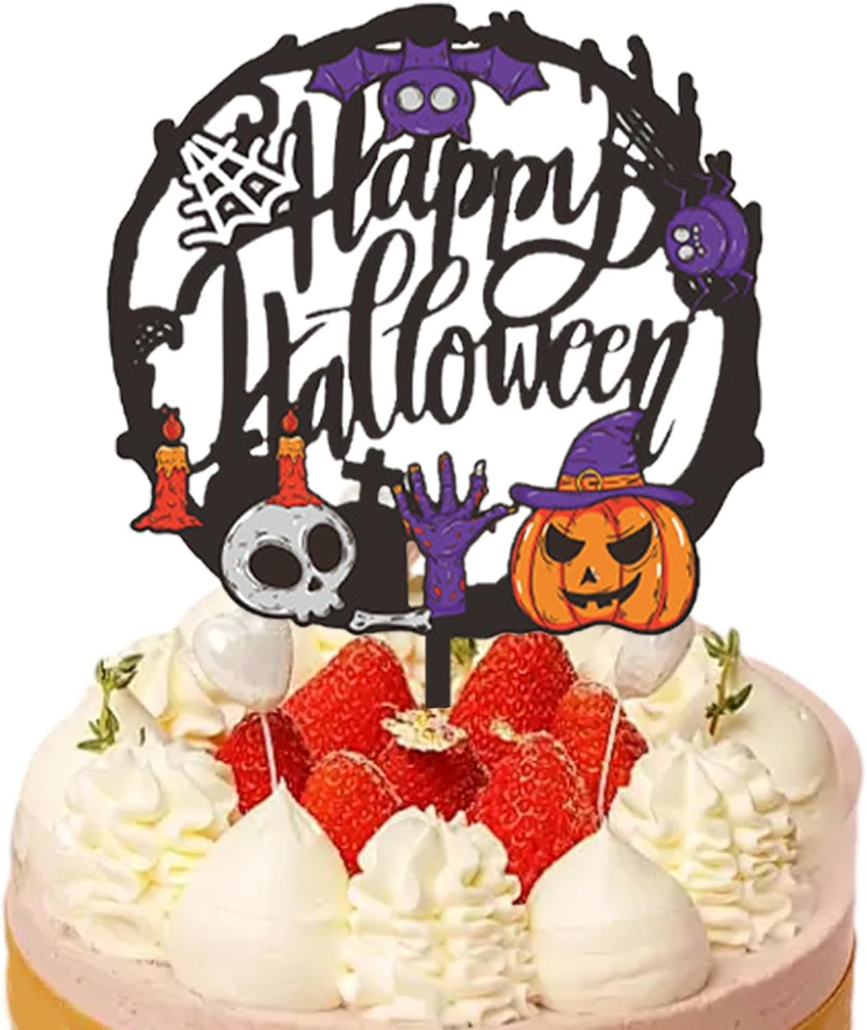 Halloween Cake Decorations - Cake Dessert Topper Decoration - Cake Decoration Cards Table Decoration Supplies Halloween Party Cake Decorations Horror for Boy Girls image number 1