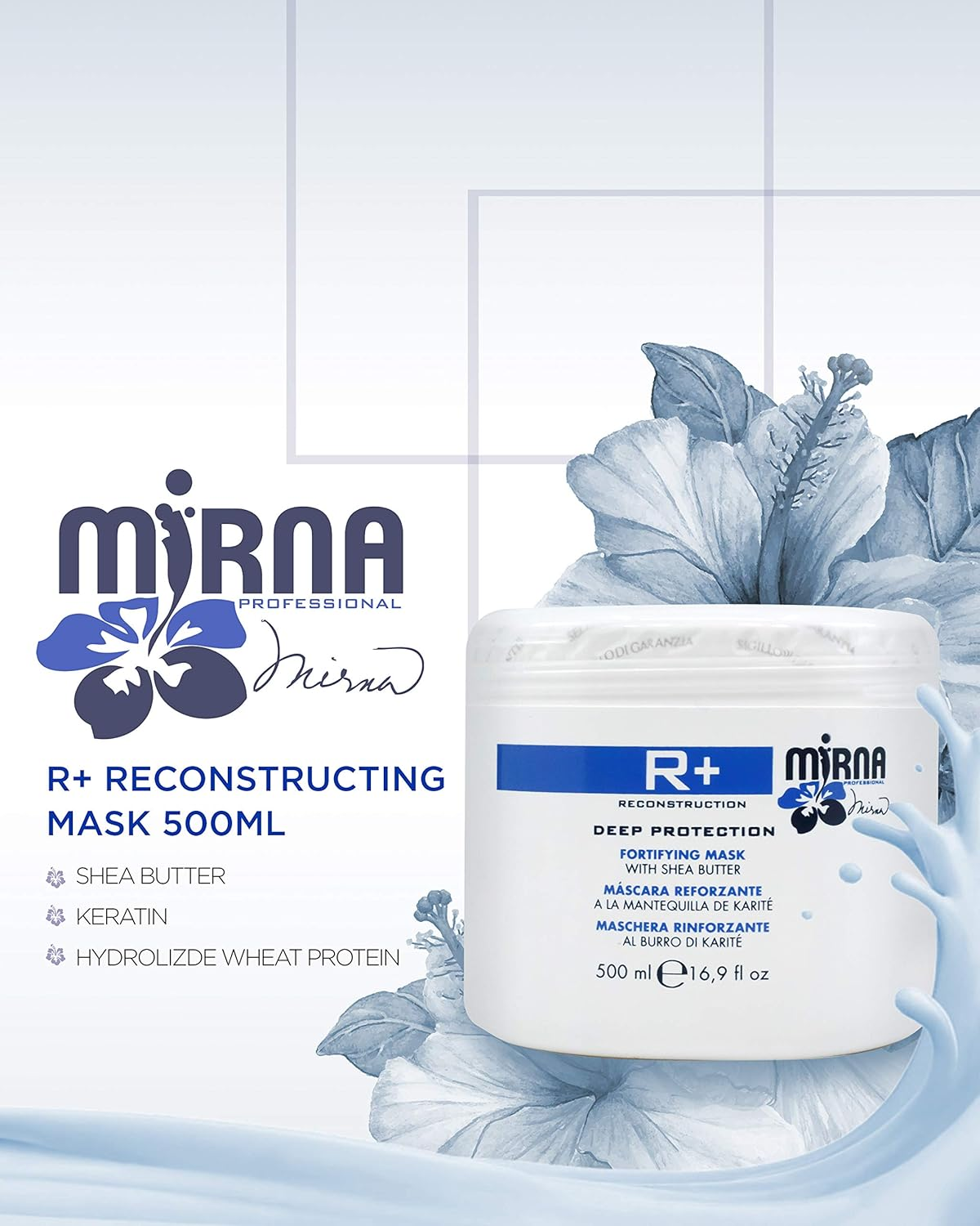 Mirna Professional R+ Reconstruction Mask for Deep Protection Hydration and Fortifying Made W/ Shea Butter 500Ml / 16.9Oz image number 1