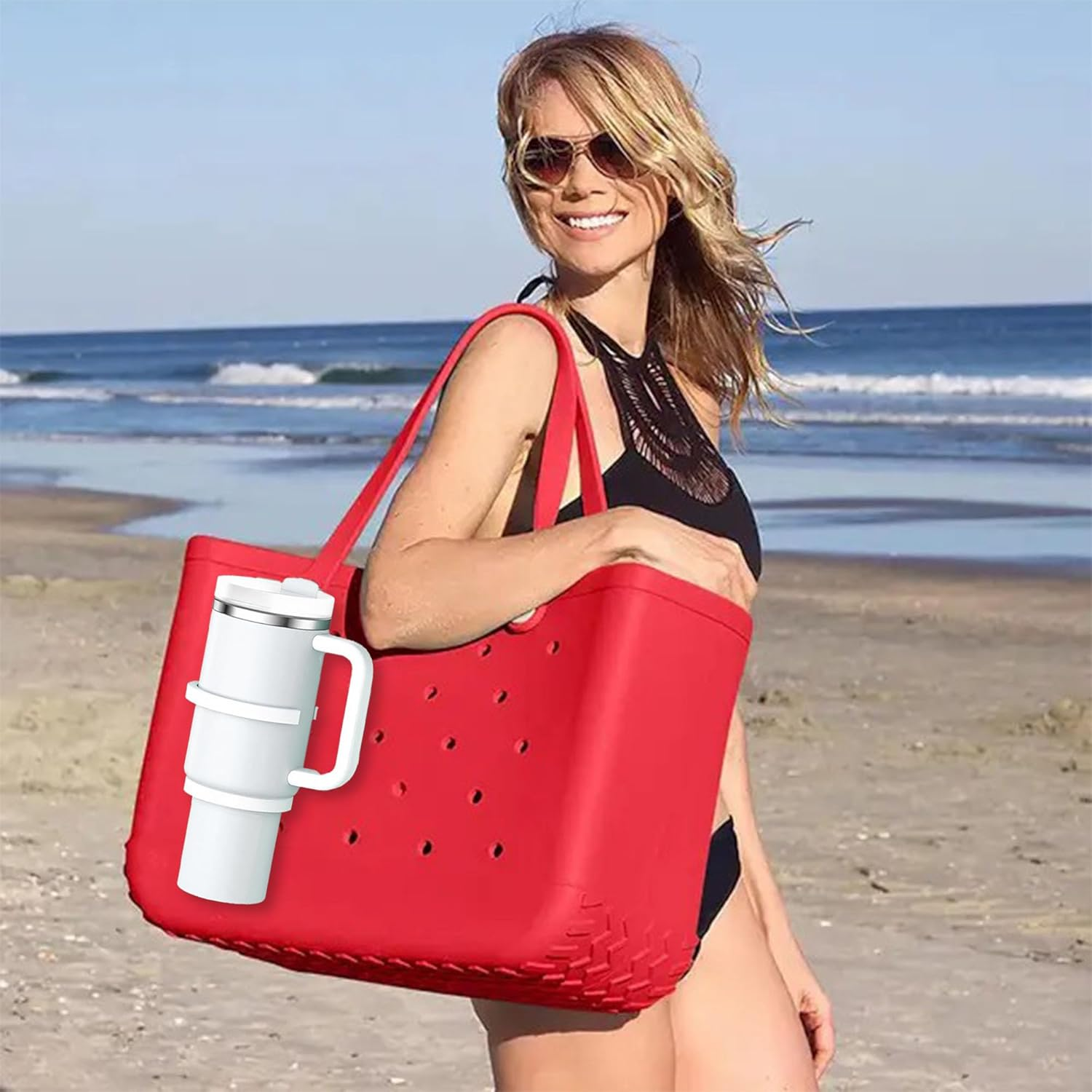 2 Pack Cup Holder for Bogg Bag, Fits for Stanley Cup 16-40Oz, Bogg Bag Accessories Insert Drink Holder Attachment for Rubber Beach Tote Bags Summer Accessories Gifts for Women Girls image number 6