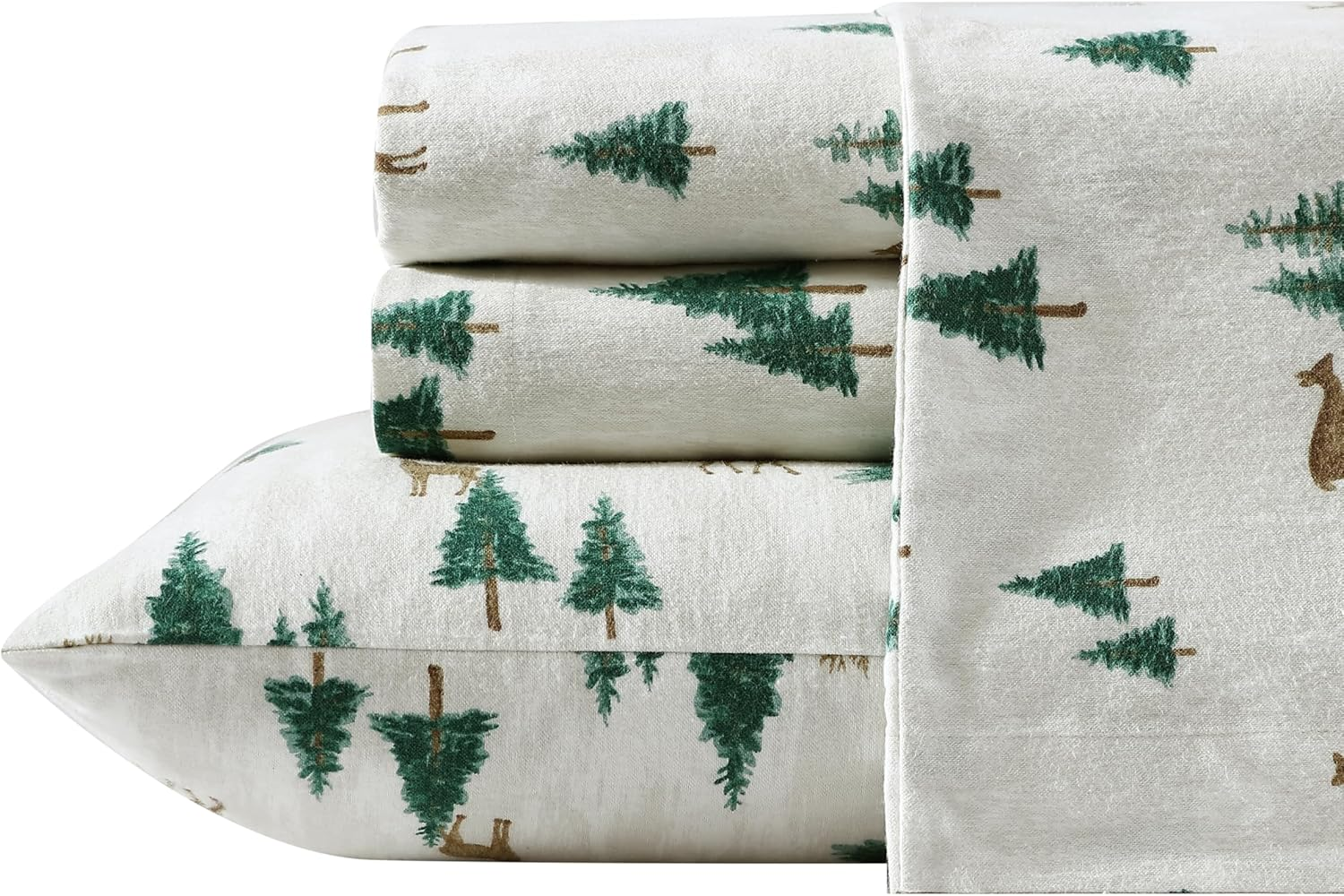 Eddie Bauer - Queen Sheets, Cotton Flannel Bedding Set, Brushed for Extra Softness, Cozy Home Decor (Deer Hollow, Queen) image number 6