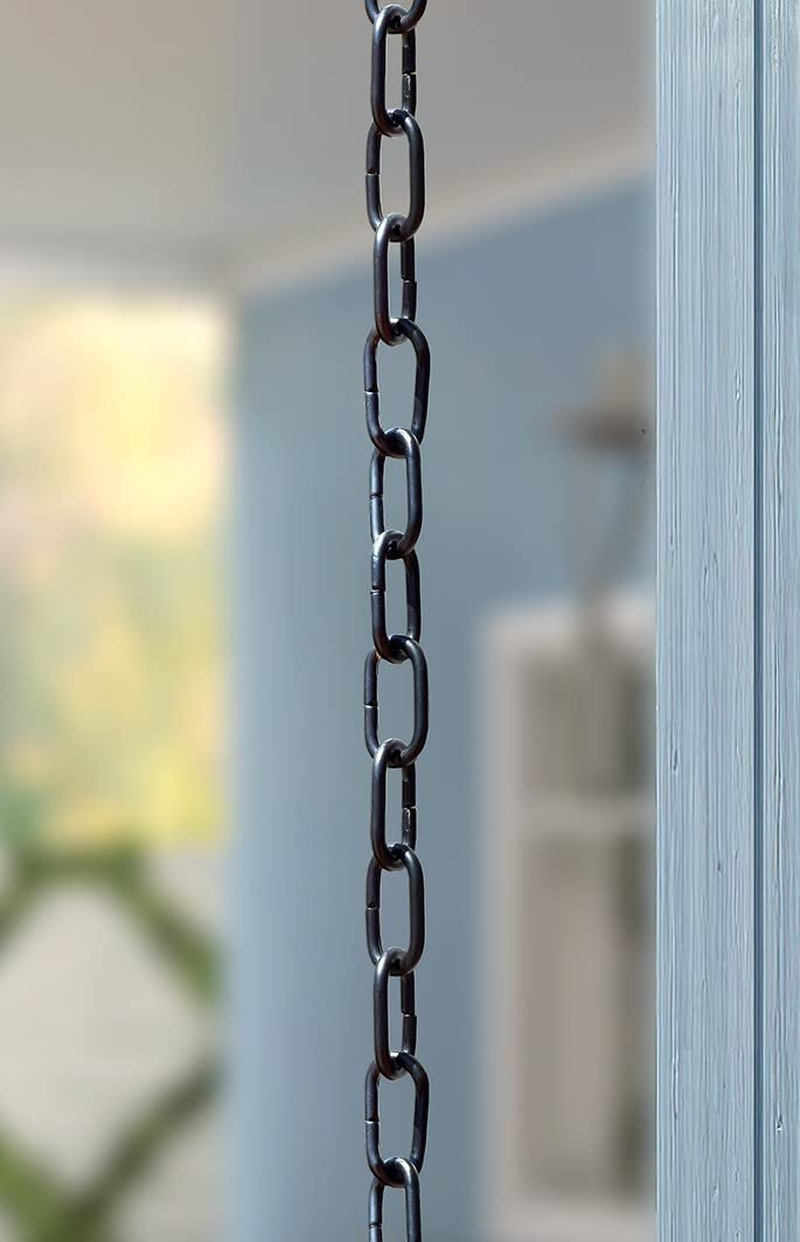 Monarch Rain Chains 18105 Aluminum Traditional Link Rain Chain, 8-1/2 Feet Length Replacement Downspout for Gutters, Black Powder Coated image number 5