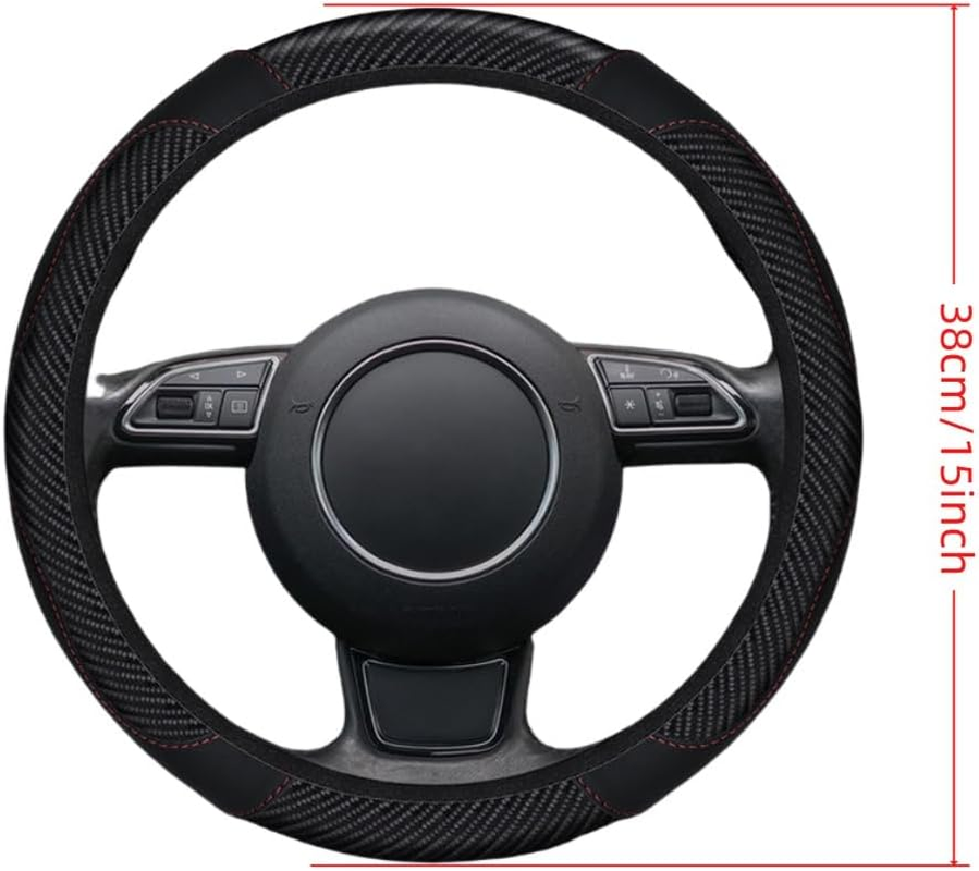 General Duty Car Steering Wheel Cover for Women Man, Anti-Slip Microfiber Leather, Breathable Soft Full Surround Protection,(Black) image number 4