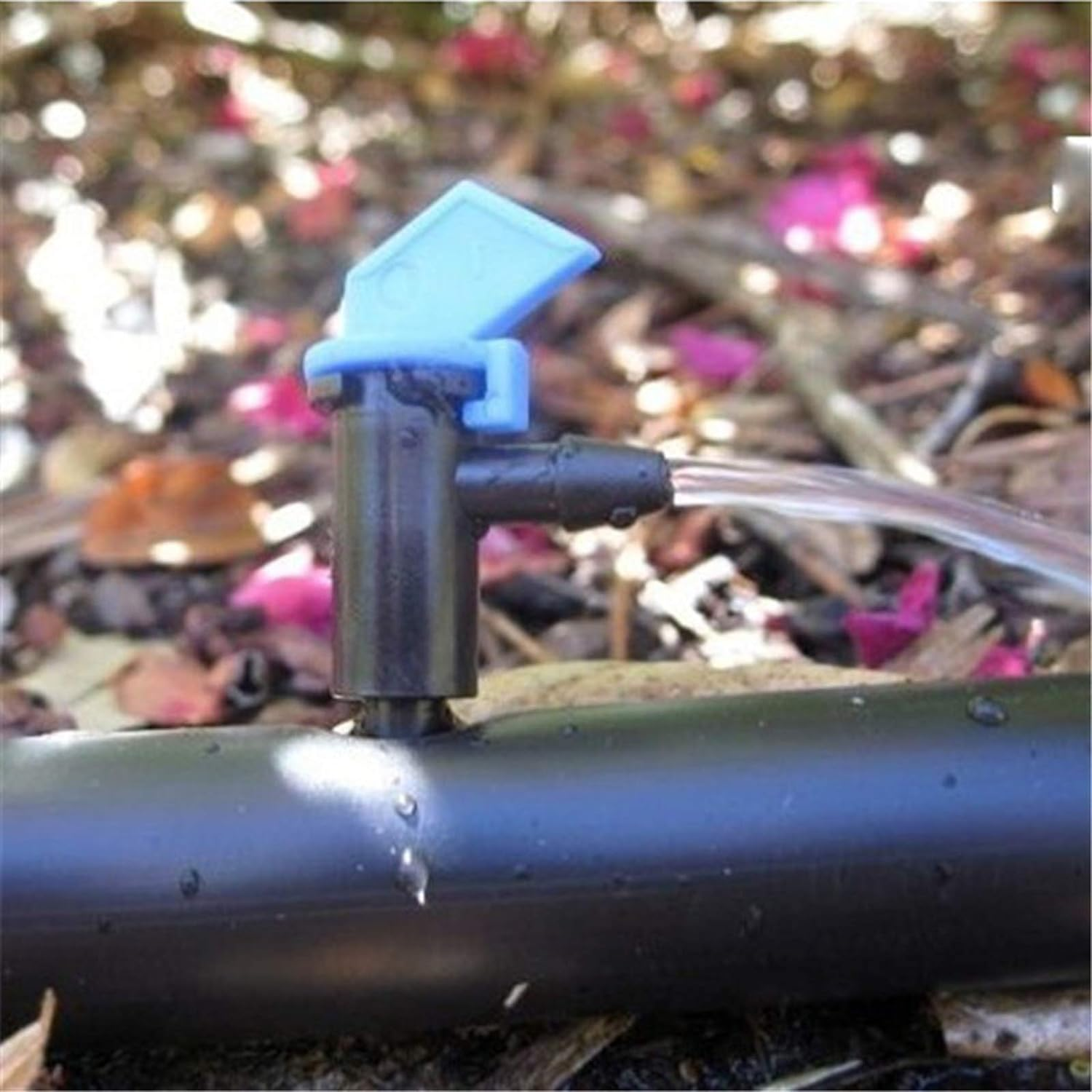 Lxcom Lighting 100 Pack 2 GPH Flag Dripper Emitter Drip Emitters 8L/H Irrigation Emitter Sprinkler Drippers System Parts Connect 4Mm/7Mm Hose for Lawn Vegetables Garden (Blue) image number 2