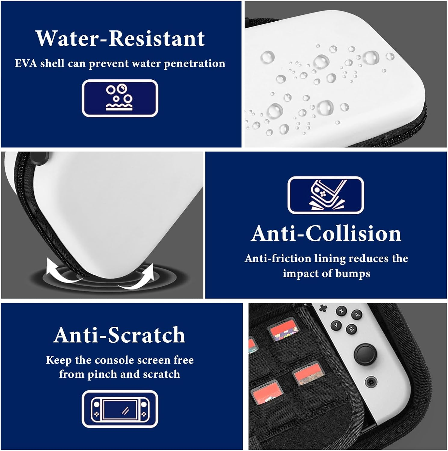 Geekria Travel Case Compatible with Switch 2 Controller, Hard Shell Carrying Bag, Protective Storage with Internal Mesh Pocket for Charging Cable (White) image number 3