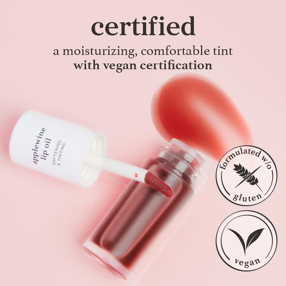 NOONI Vegan Korean Appleseed Lip Oil - Applewine | Lip Stain Long Lasting Hydration, Plumping, Moisturizing for Dry Lips, Grape Seed Oil, Lip Gloss Makeup, 0.12 Fl. Oz. Deep Red, Gifts for Women - 03. Appleblacktea image number 2