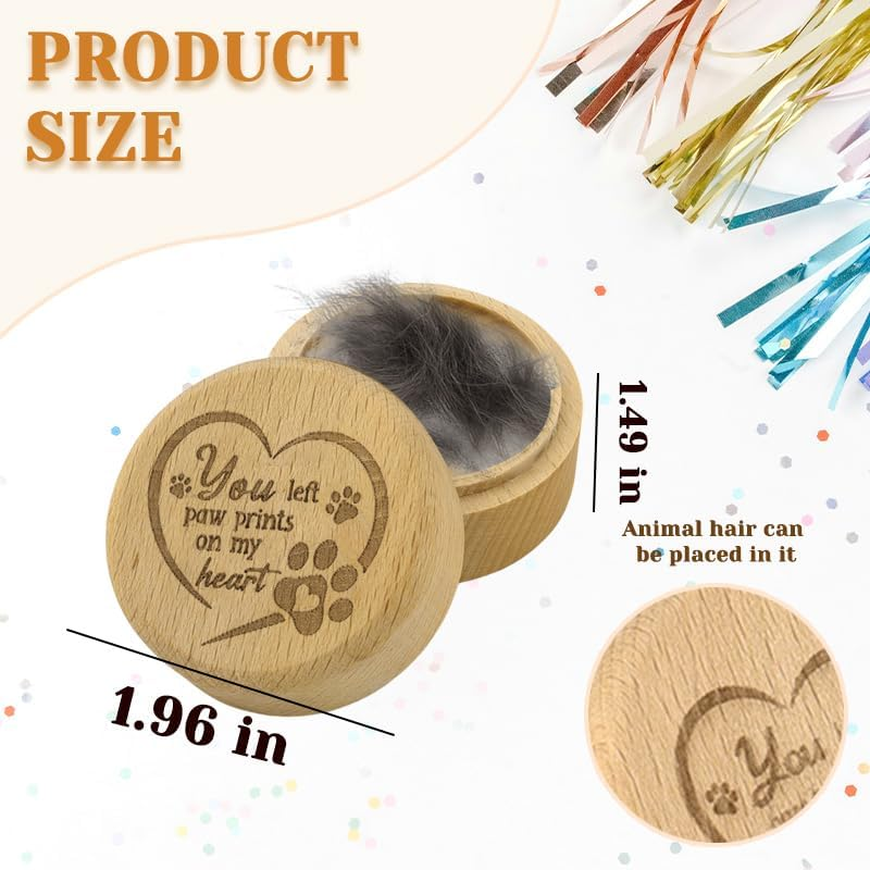 Pet Memorial Wood Keepsake Box Dog Memorial Gifts for Loss of Dog Cat Hair Container with Paw Print Storing Bone Hair for Pet Dogs Cats Sympathy Remembrance Gifts image number 6