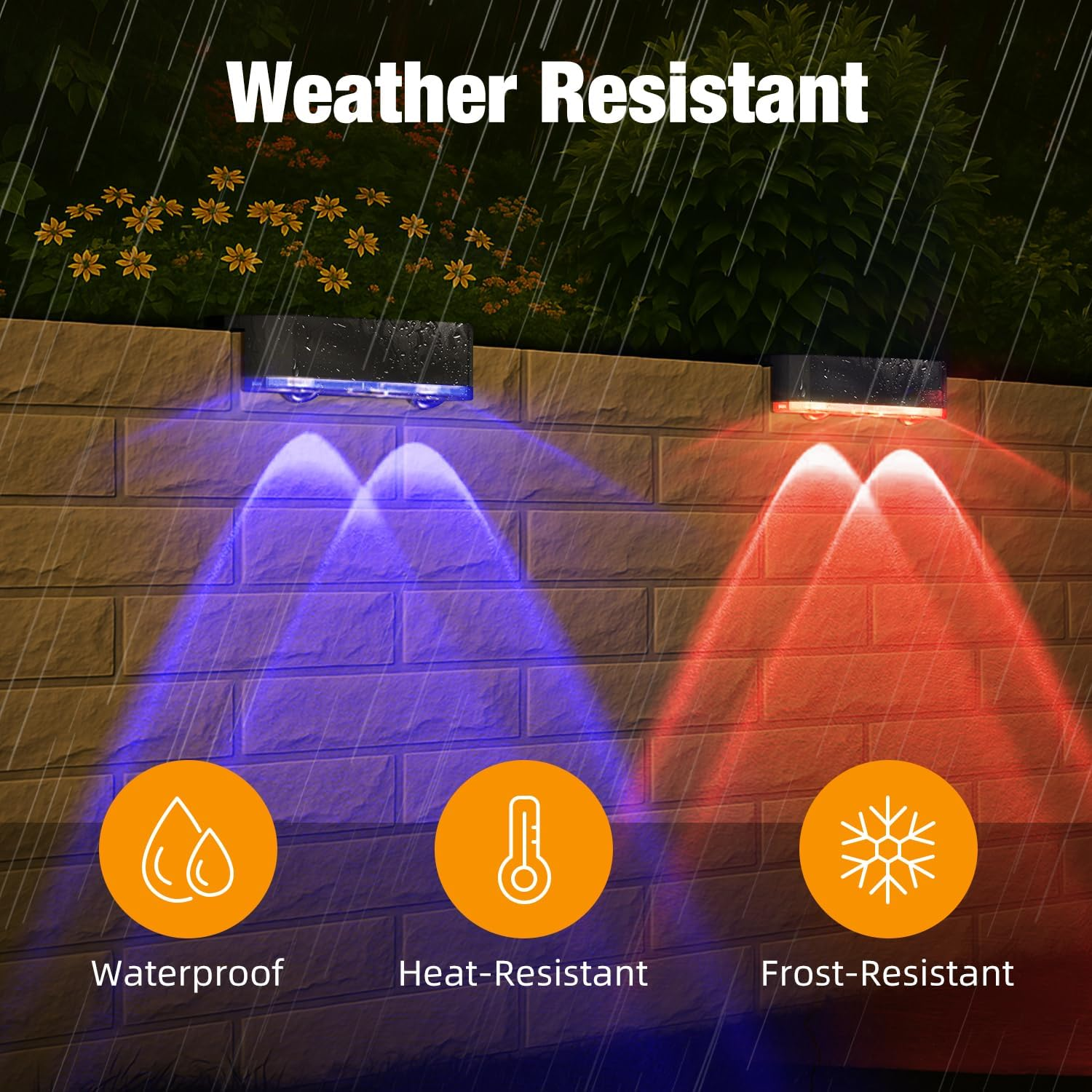 Peasur Pack of 8 RGB Solar Lights for Outdoors, Solar Fence Lights, Outdoor Light, Waterproof Solar Light Fence, Solar Wall Light Outdoor for Steps, Patio, Stairs, Balcony image number 1