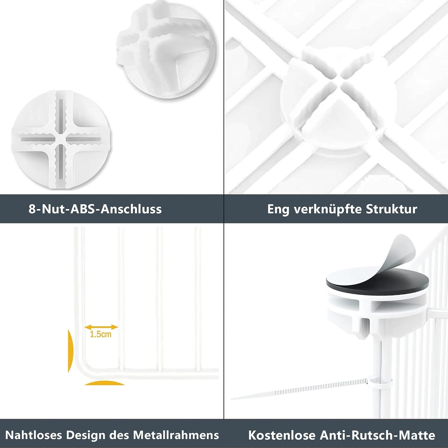 Lxvckly Pet Playpen, Small Animals Playpen, DIY Encrypted Metal Wire Rabbit Fence, Guinea Pig Cage, Kitten Playpen, Indoor & Outdoor Yard Fence for Small Animals, White image number 2