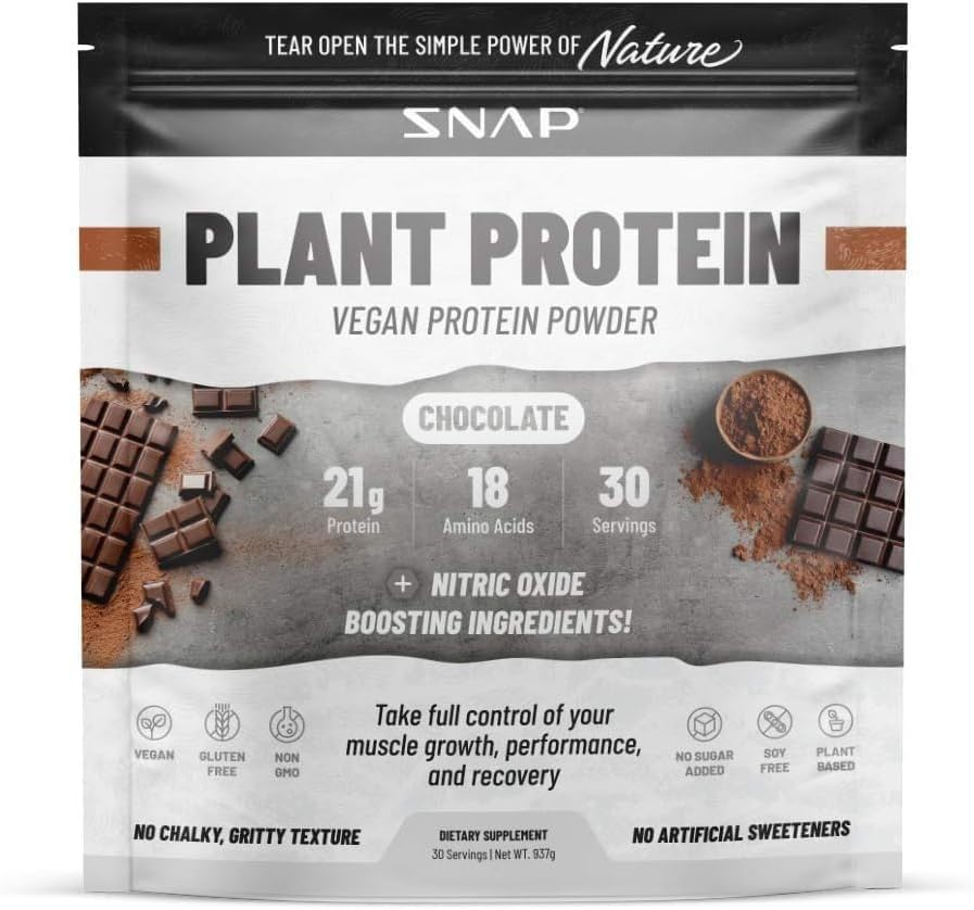 SNAP Organic Plant Based Vegan Protein Powder by Snap Supplements - Nitric Oxide Boosting Protein Powder, Vanilla Bean, BCAA Amino Acid for Muscle Growth, Performance & Recovery - 30 Servings (Vanilla) image number 2