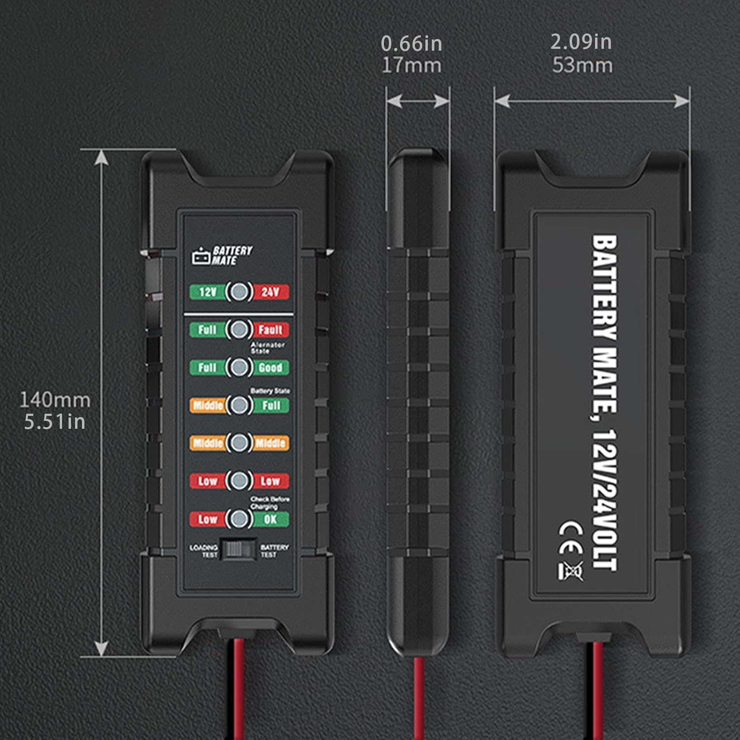 Car Battery Tester - 12V/24V Battery Voltage Tester,Alternator Battery Tester for Car, Motorcycle, Boat image number 5