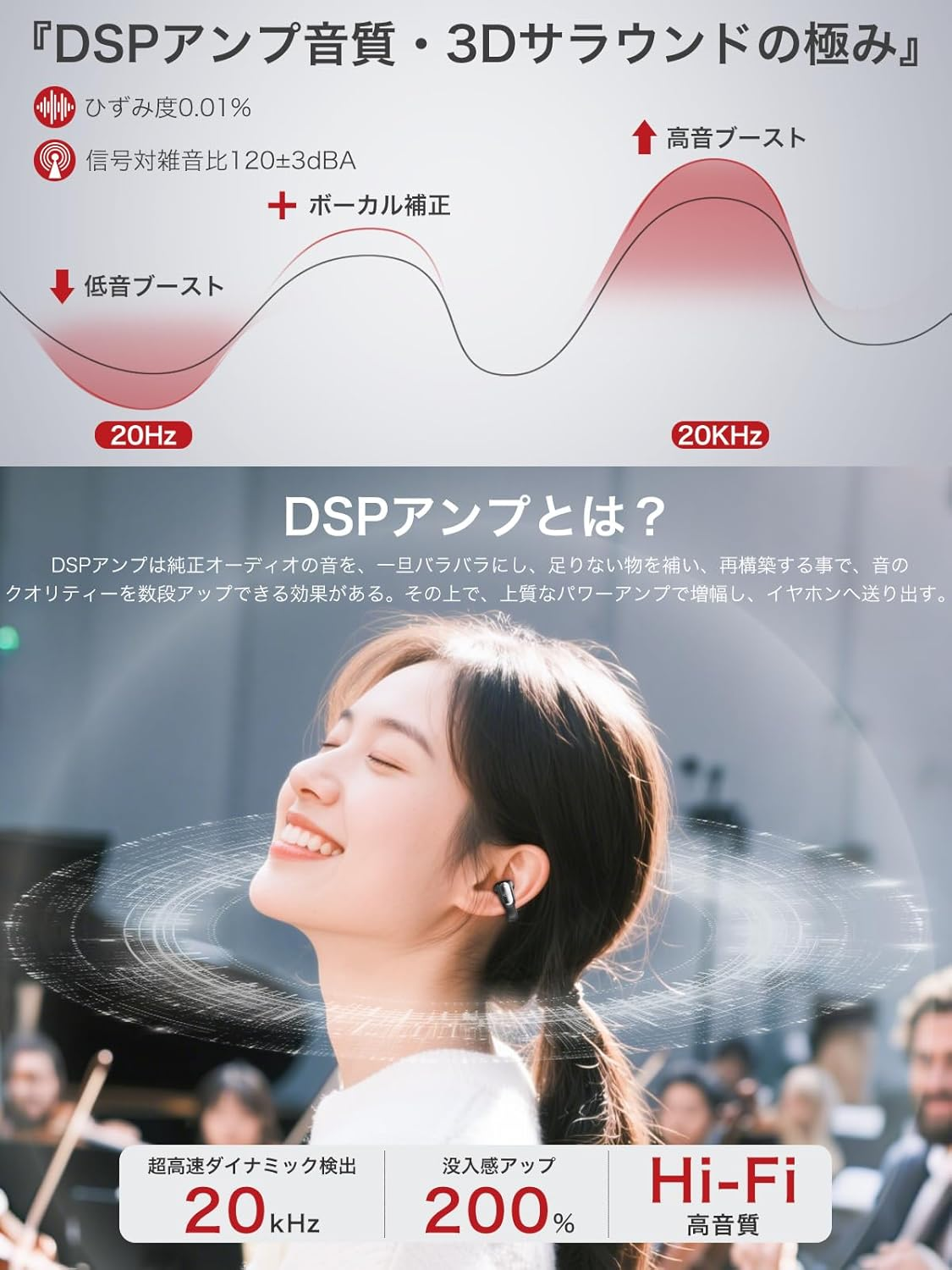 (Sound Quality Superiority Second Version) Earaku Aircuff F306 Ear Cuff Earphones, Wireless Earbuds, Open Earbuds, Ear Cuff Type, Ultra Lightweight, No Clogging Ears, Pin-Ear Earphones, No Sound image number 2